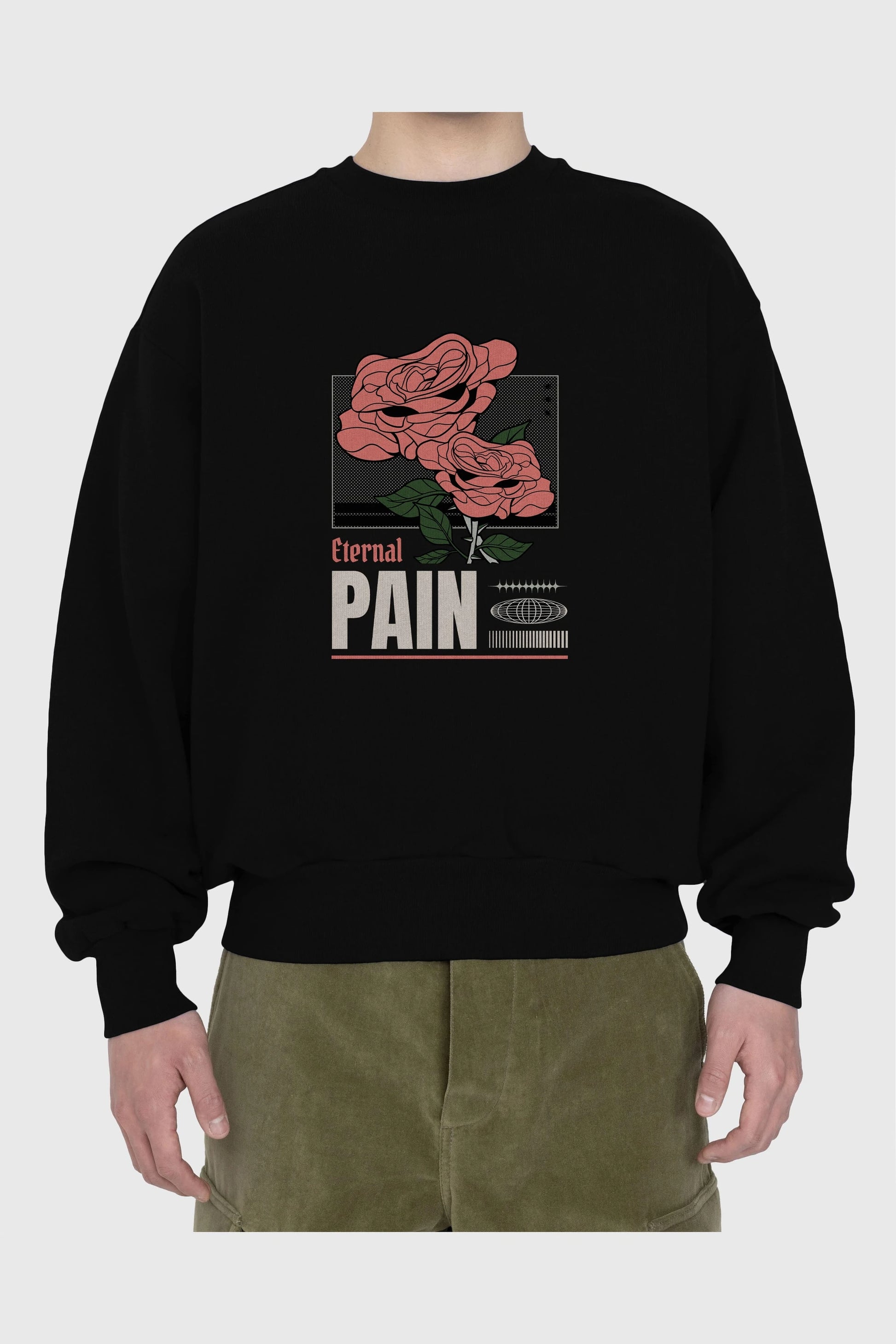 Eternal Pain Ön Baskılı Oversize Sweatshirt Erkek Kadın Unisex