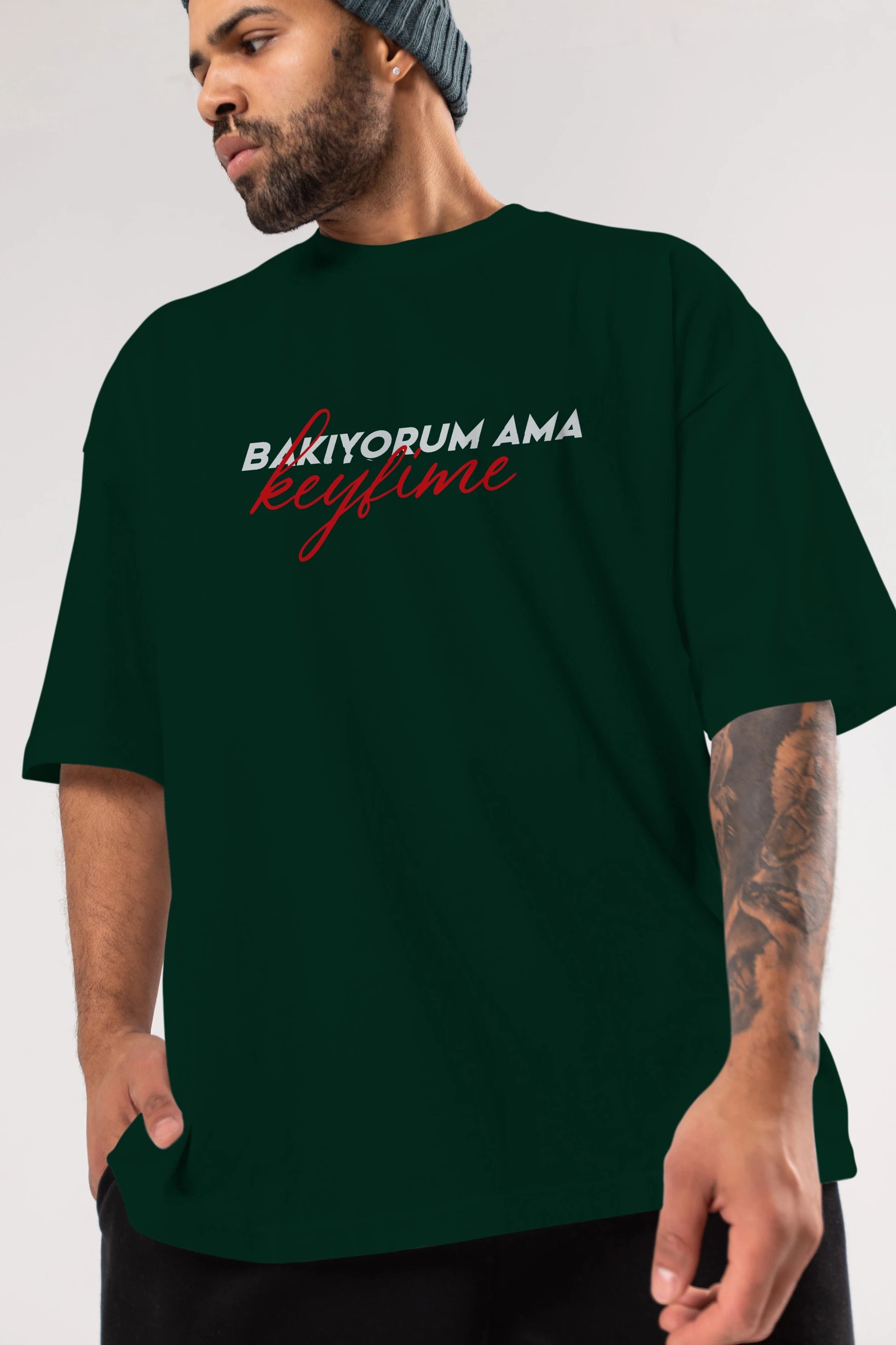 Bakıyorum Ama Keyfime Ön Baskılı Oversize t-shirt %100 pamuk Erkek Kadın Unisex