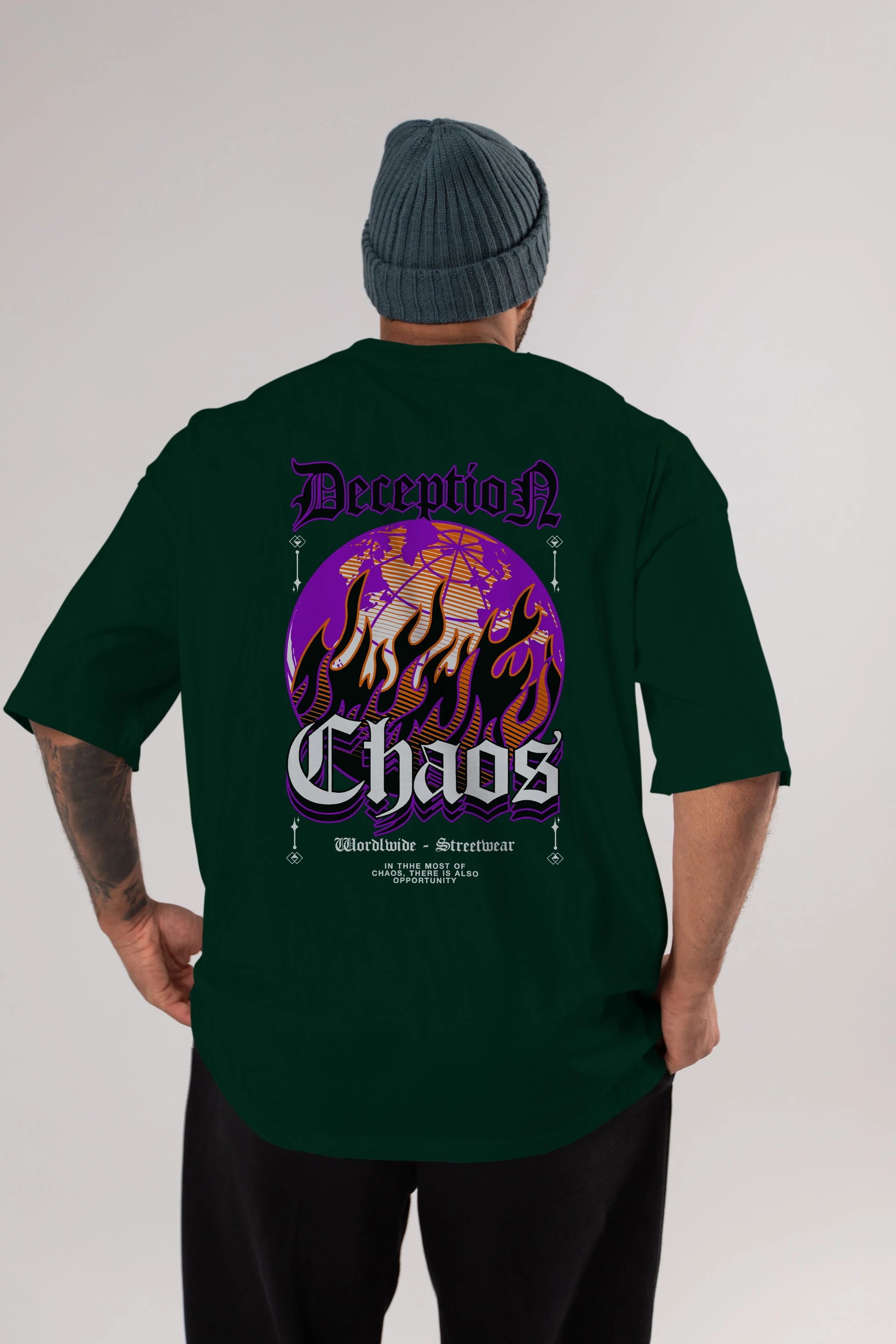Deception Chaos Arka Baskılı Oversize t-shirt Erkek Kadın Unisex