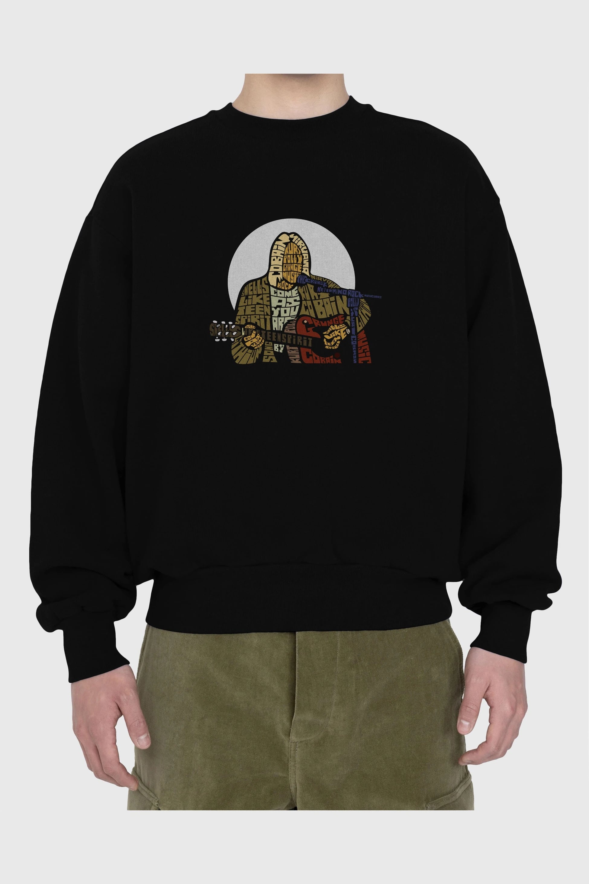 Kurt Cobain Ön Baskılı Oversize Sweatshirt Erkek Kadın Unisex