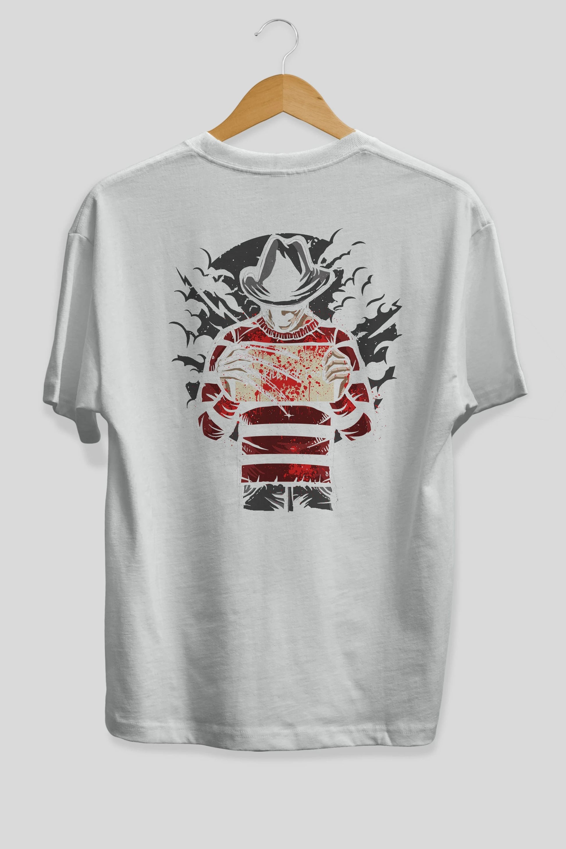 Freddy Will Kill For Food Arka Baskılı Oversize t-shirt Erkek Kadın Unisex %100 Pamuk