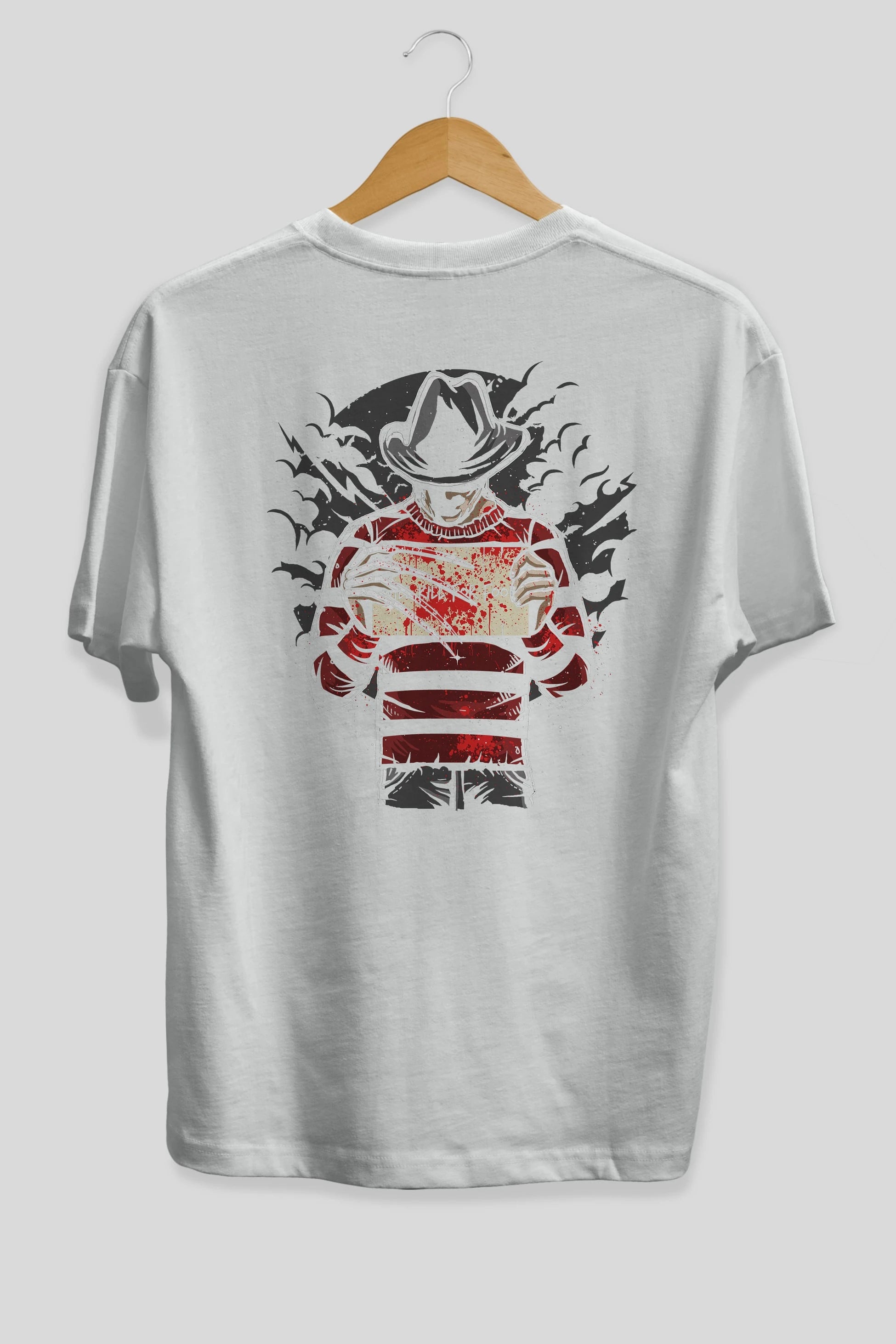 Freddy Will Kill For Food Arka Baskılı Oversize t-shirt Erkek Kadın Unisex %100 Pamuk