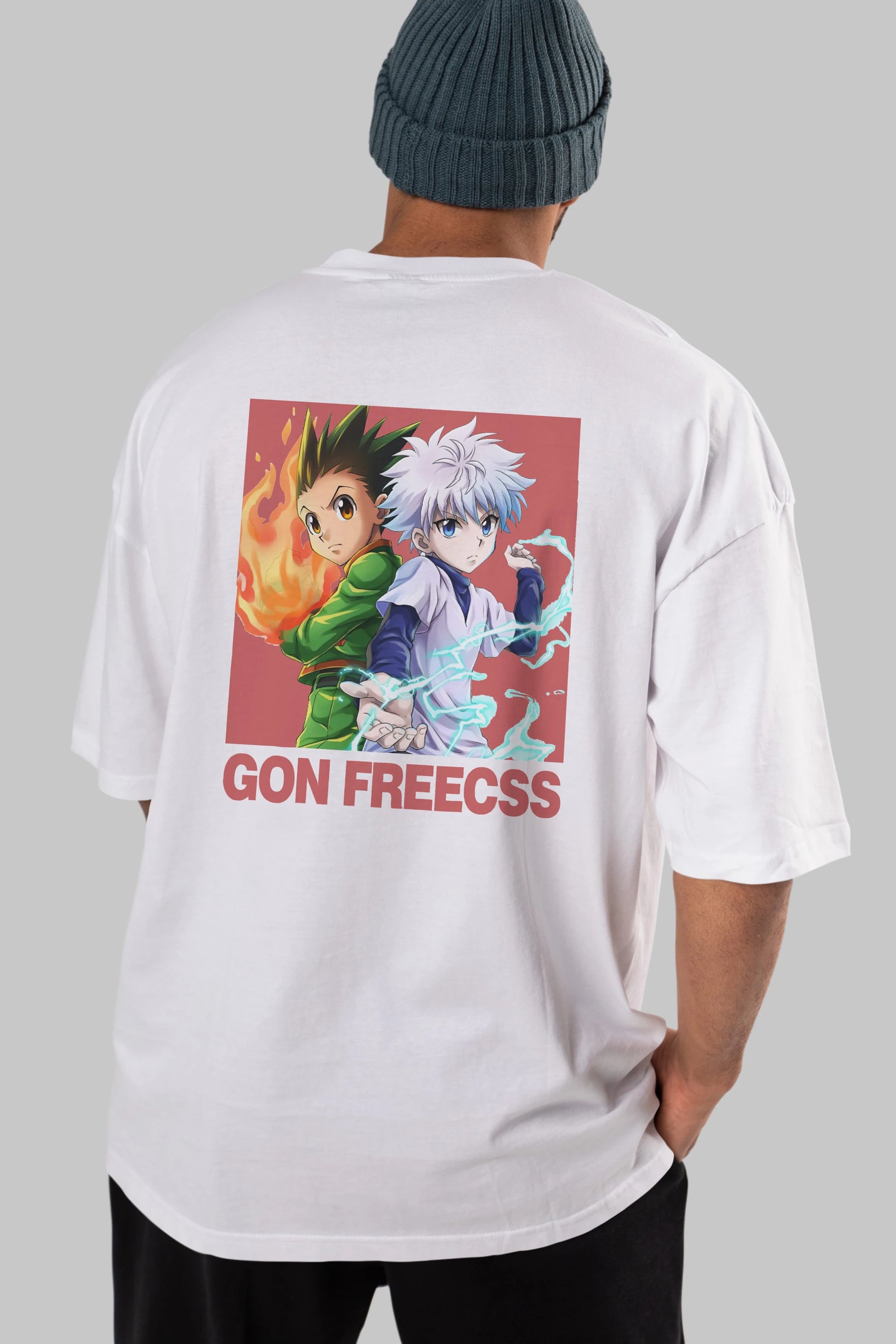 Gon Freecss HUNTER X HUNTER 4 Anime Arka Baskılı Oversize t-shirt Erkek Kadın Unisex