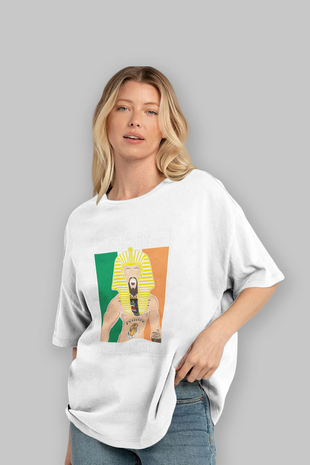 McGregor Pharaoh Ön Baskılı Oversize t-shirt Erkek Kadın Unisex %100 Pamuk tişort