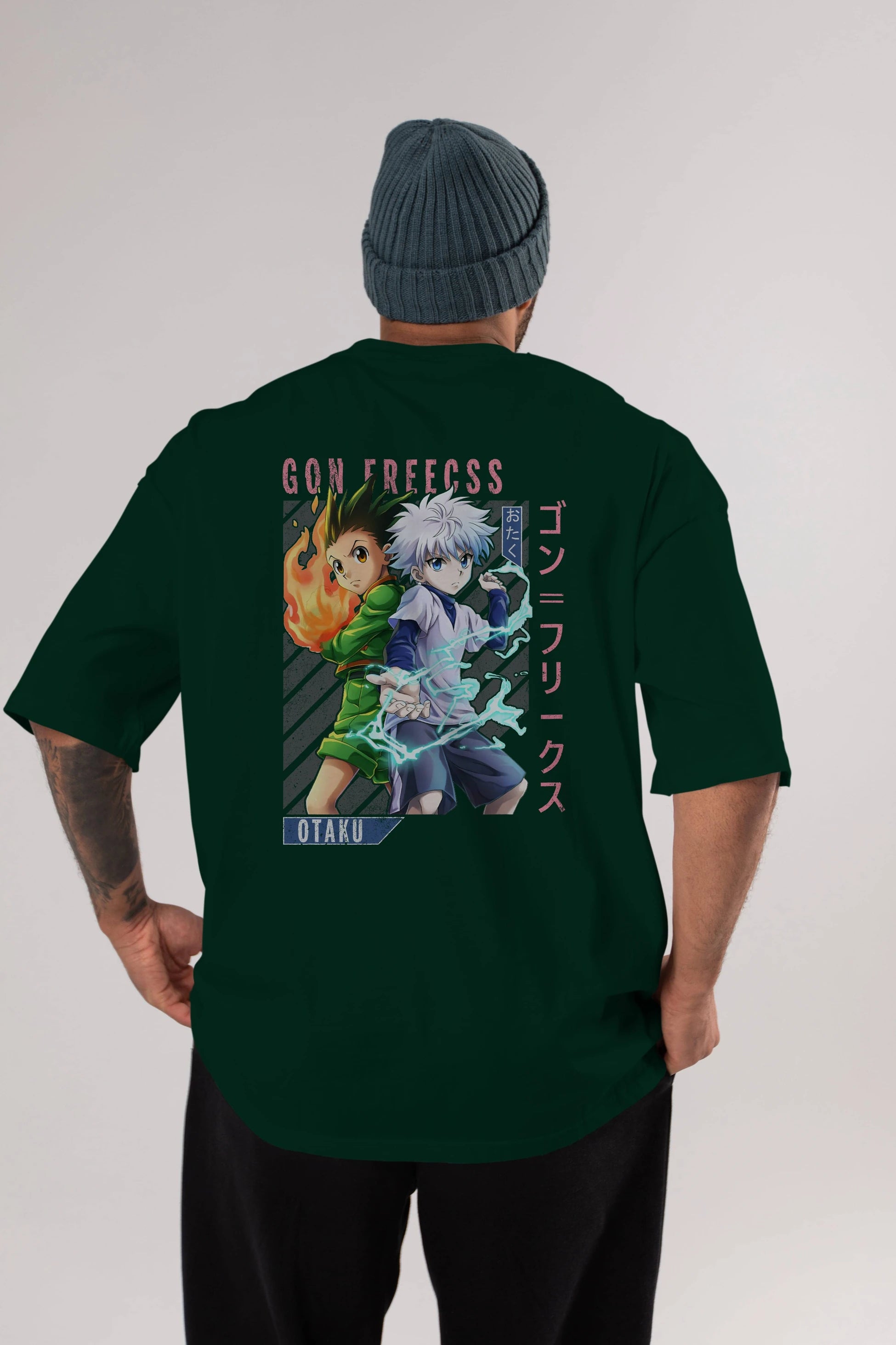 Gon Freecss HUNTER X HUNTER 1 Anime Arka Baskılı Oversize t-shirt Erkek Kadın Unisex