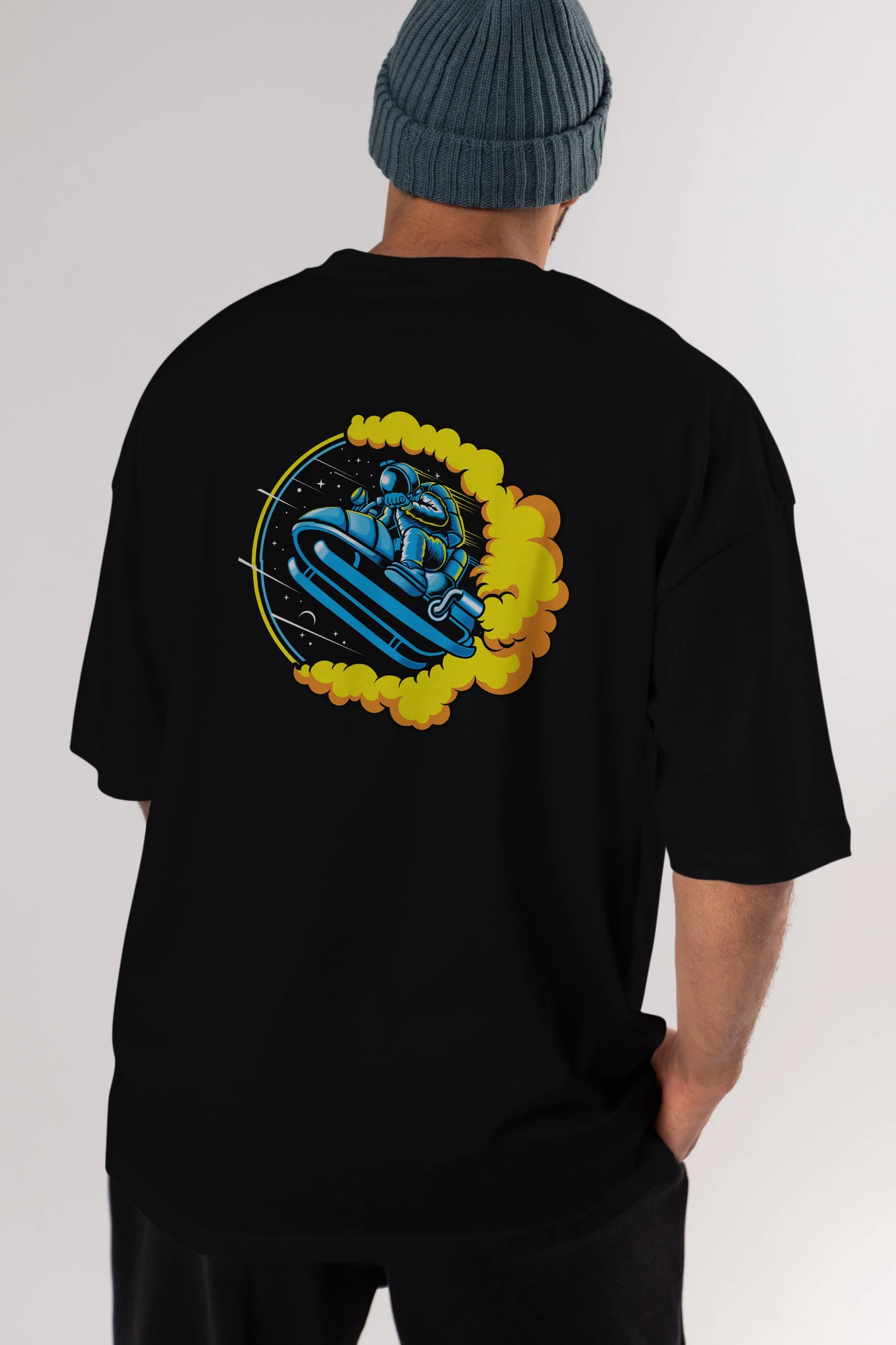 Astrojump with Snowmobile Arka Baskılı Oversize t-shirt Erkek Kadın Unisex