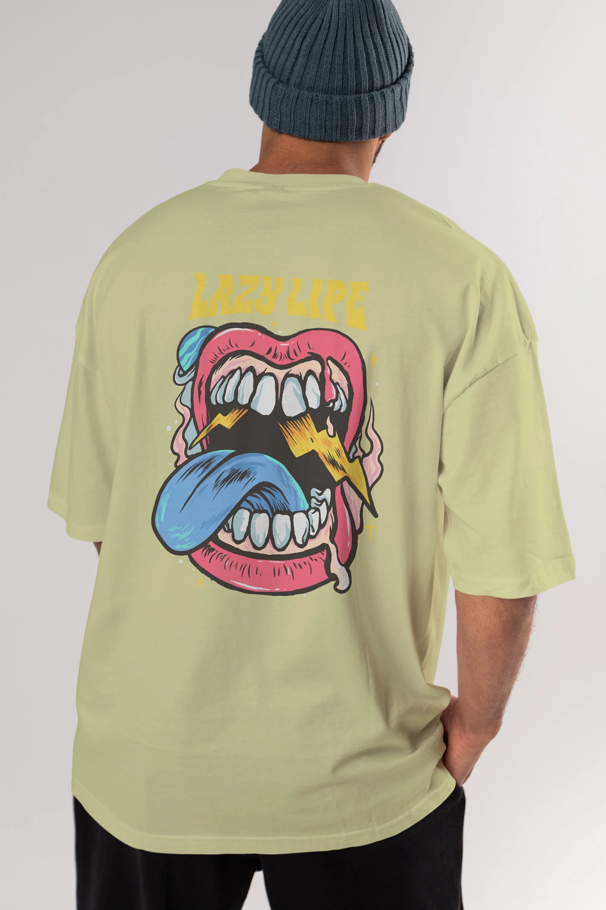 Lazy Lipe Arka Baskılı Oversize t-shirt Erkek Kadın Unisex