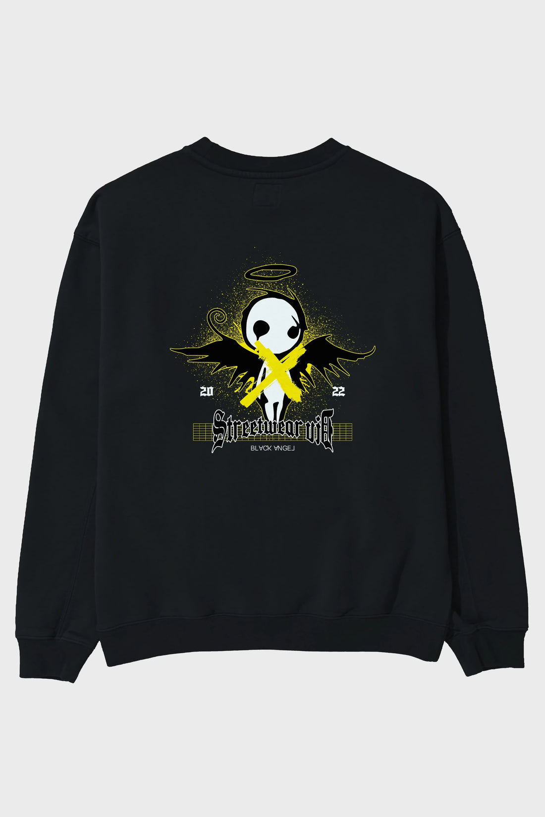 Black Angel Arka Baskılı Oversize Sweatshirt Erkek Kadın Unisex