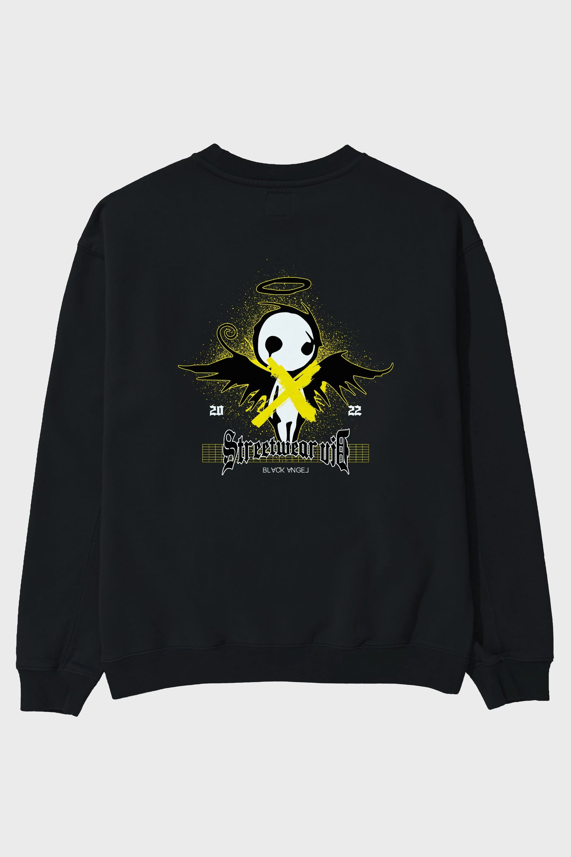 Black Angel Arka Baskılı Oversize Sweatshirt Erkek Kadın Unisex