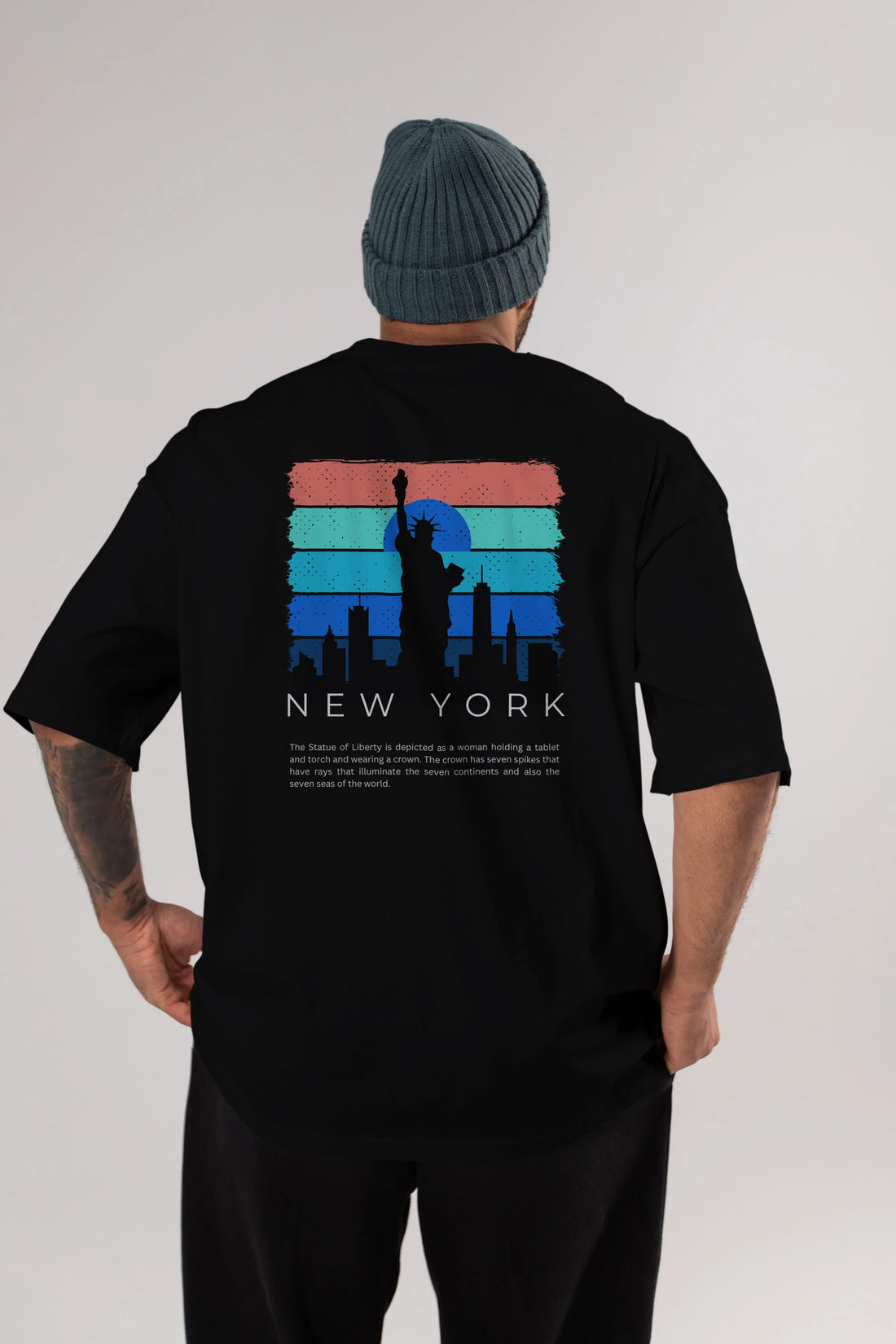 New York Yazılı Arka Baskılı Oversize t-shirt Erkek Kadın Unisex