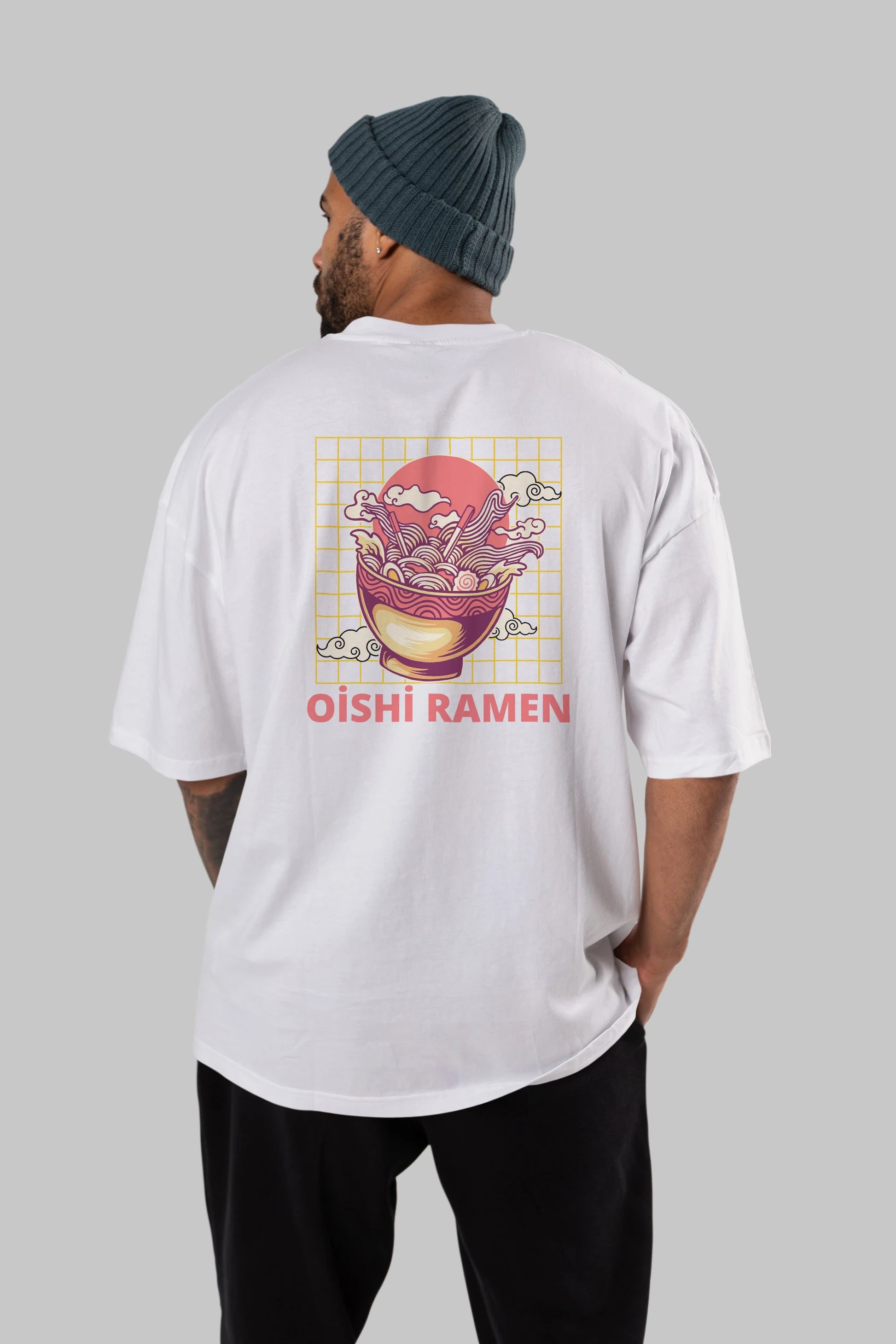 Oishi Ramen Yazılı Arka Baskılı Oversize t-shirt Erkek Kadın Unisex