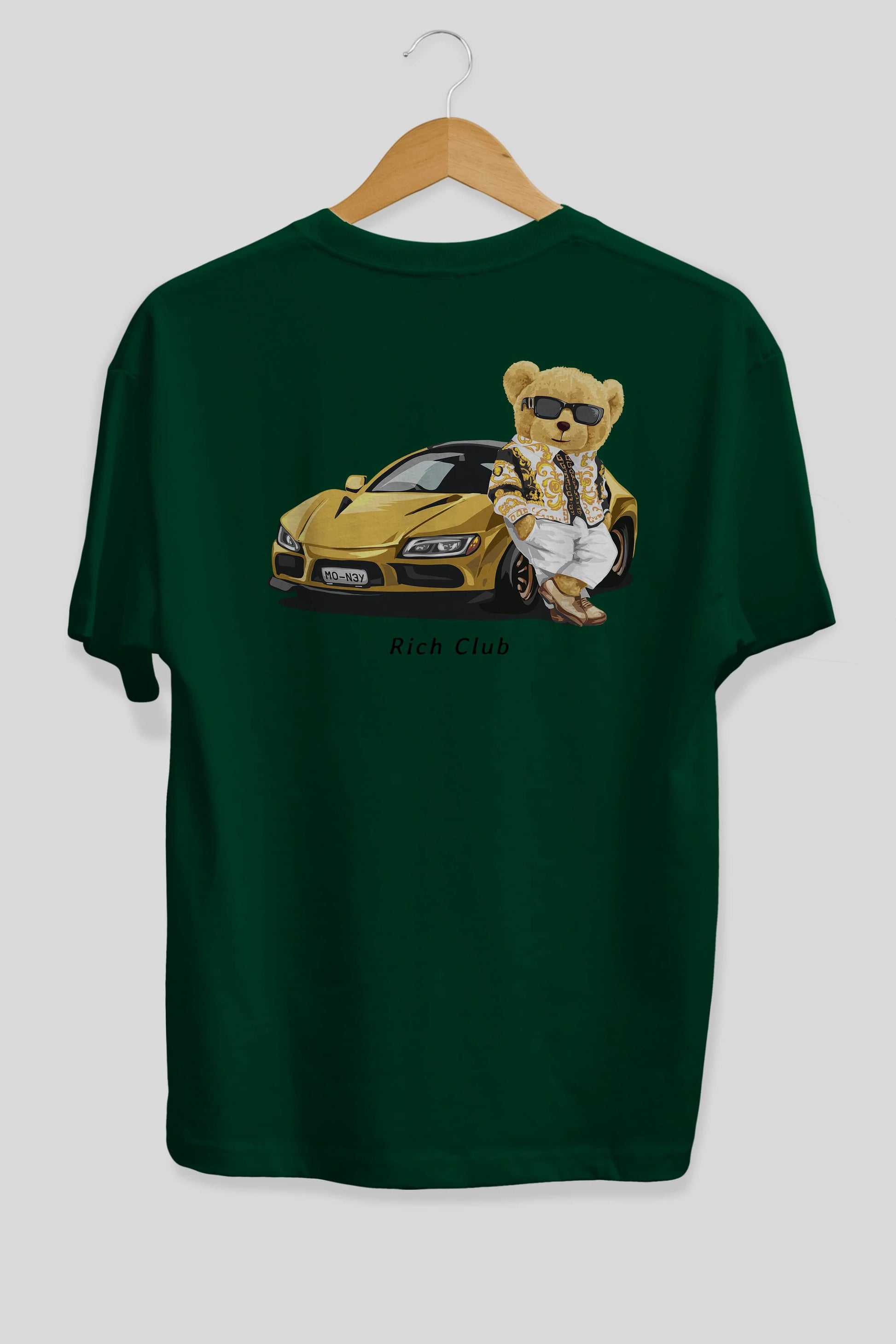Teddy Bear Rich Club Arka Baskılı Oversize t-shirt Erkek Kadın Unisex %100 Pamuk