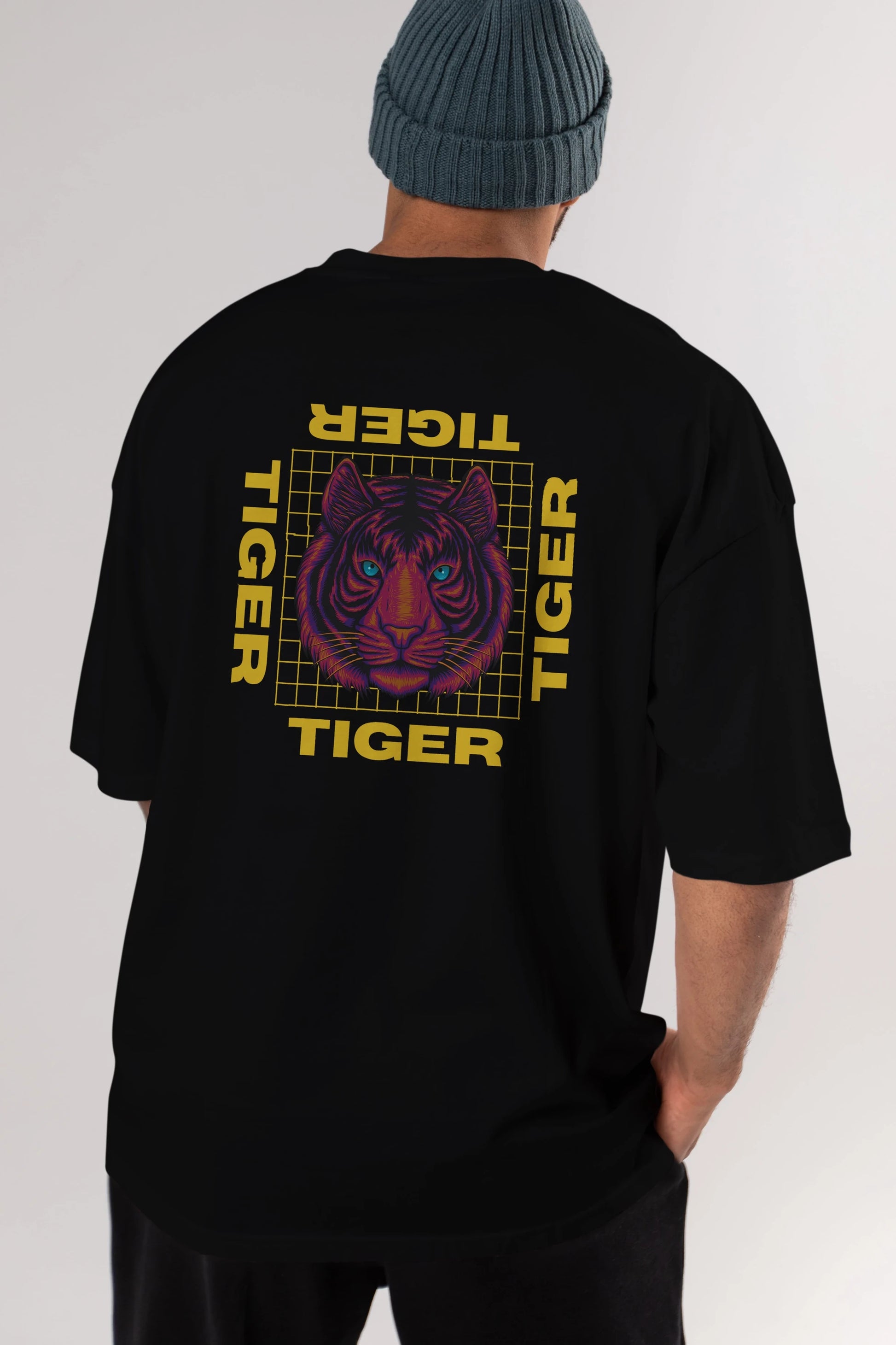 Tiger Yazılı Streetwear Arka Baskılı Oversize t-shirt Erkek Kadın Unisex