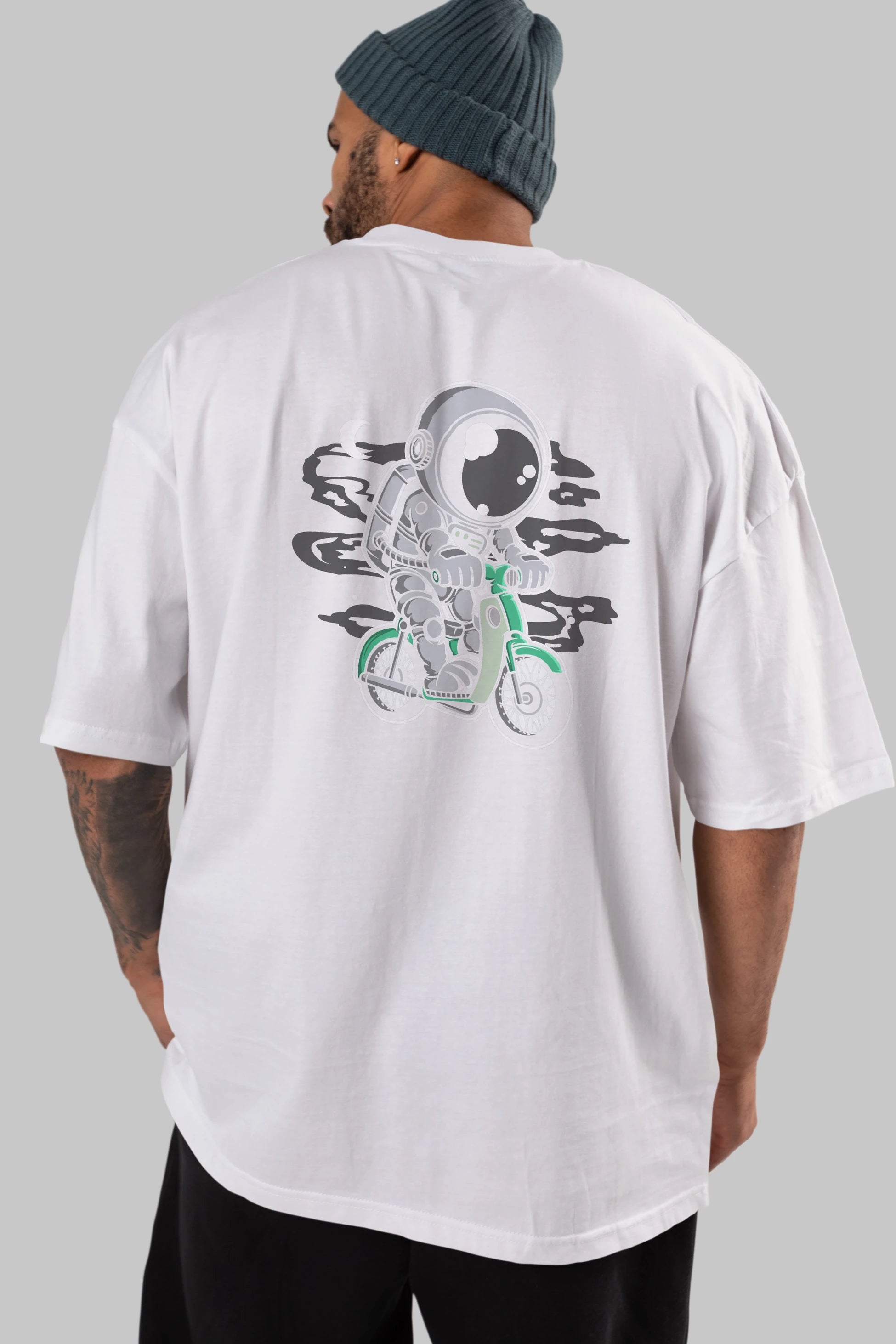 Astronaut Classic Motorbike Arka Baskılı Oversize t-shirt Erkek Kadın Unisex