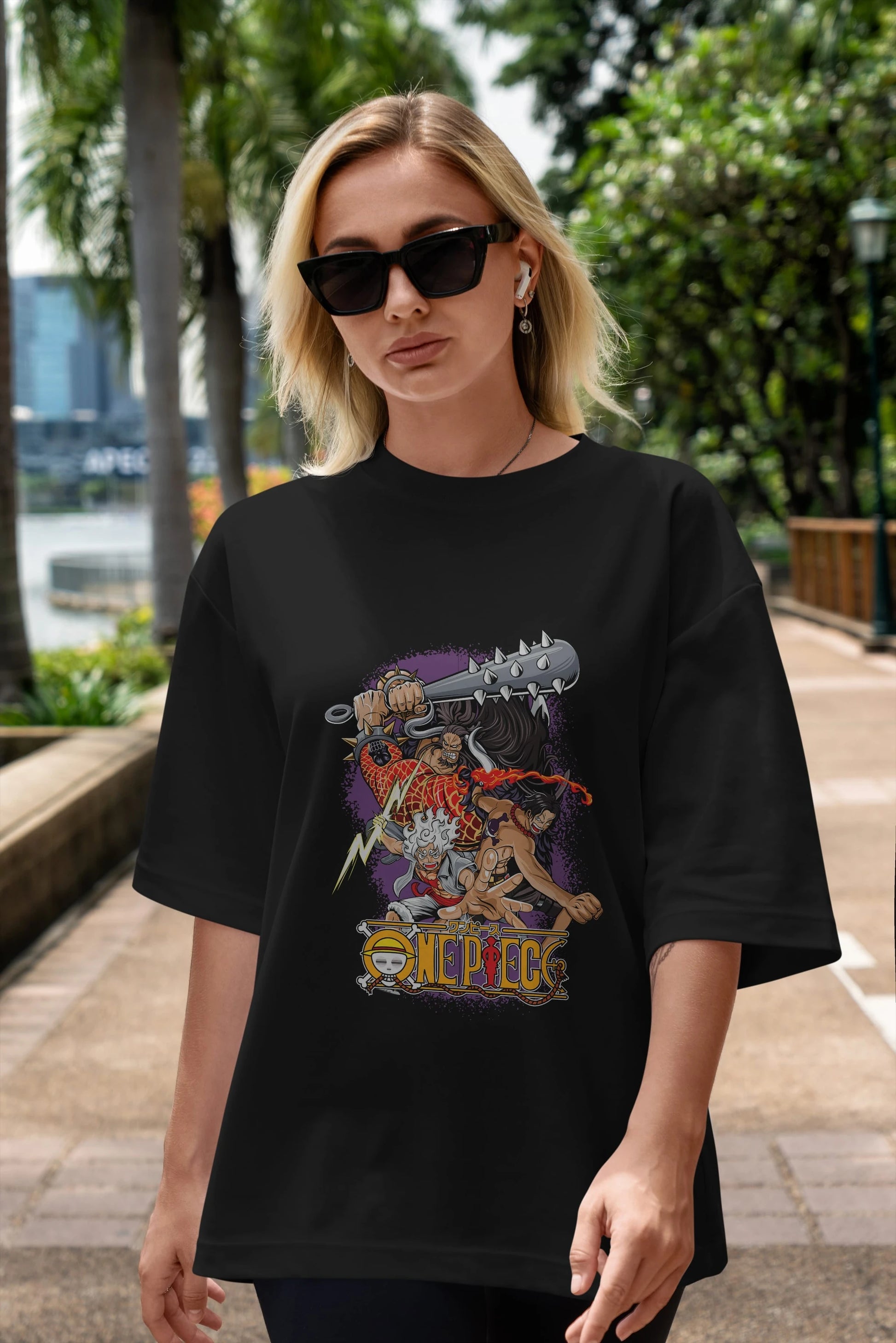 ONE PIECE (6) Anime Ön Baskılı Oversize t-shirt %100 pamuk Erkek Kadın Unisex
