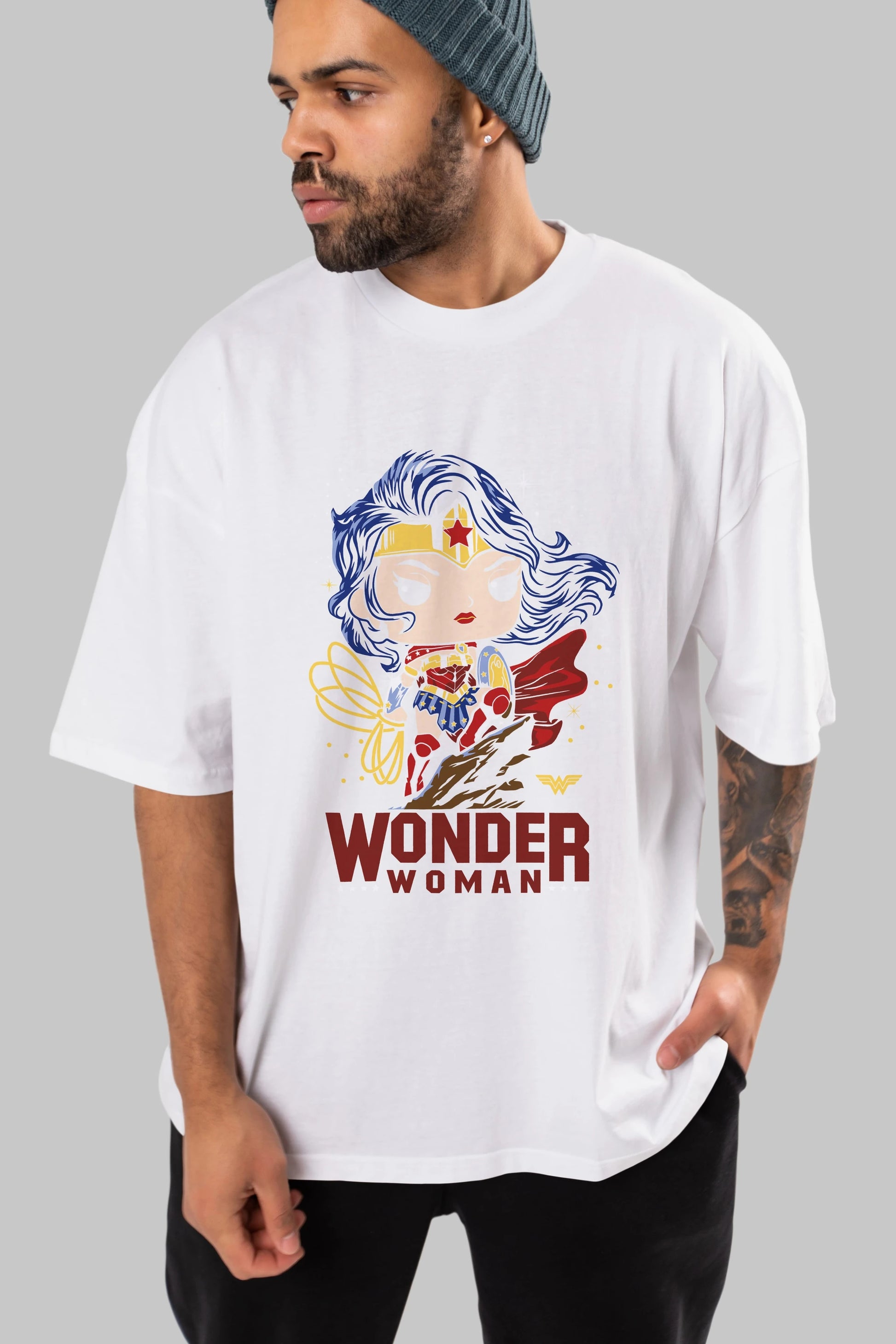 Wonder Woman (2) Ön Baskılı Oversize t-shirt Erkek Kadın Unisex %100 Pamuk Bisiklet Yaka tişort