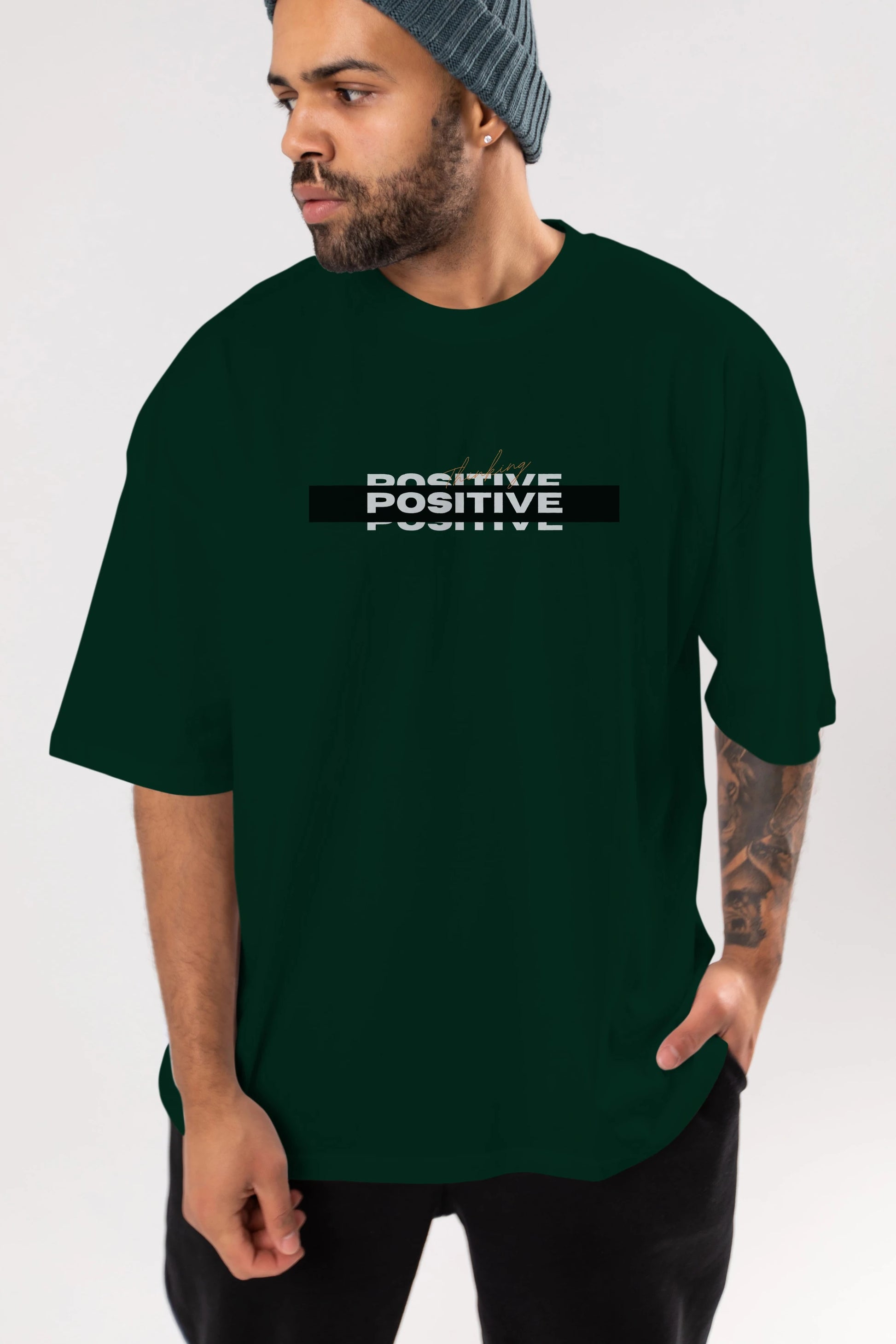 Positive Thinking Ön Baskılı Oversize t-shirt Erkek Kadın Unisex