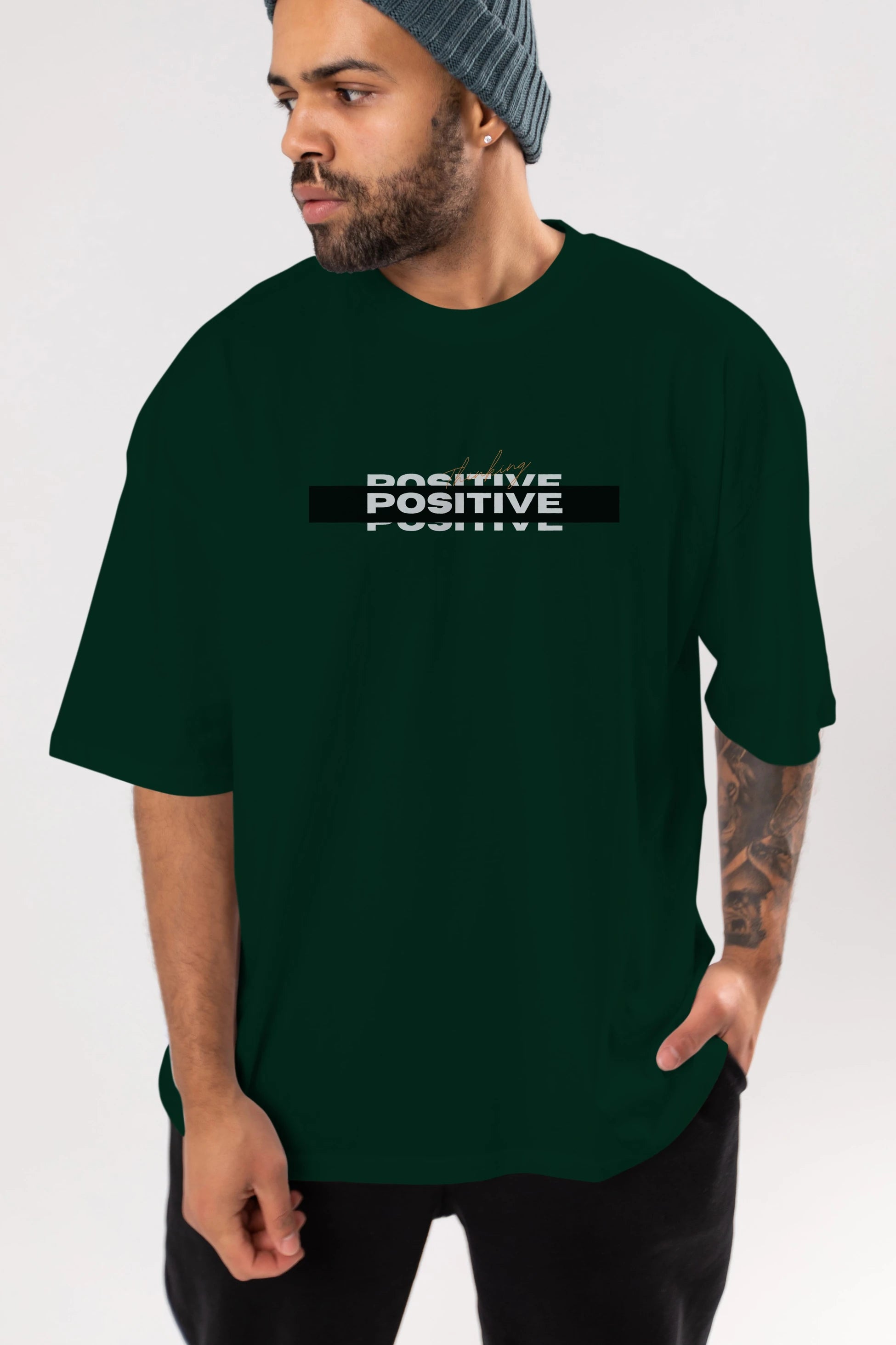 Positive Thinking Ön Baskılı Oversize t-shirt Erkek Kadın Unisex