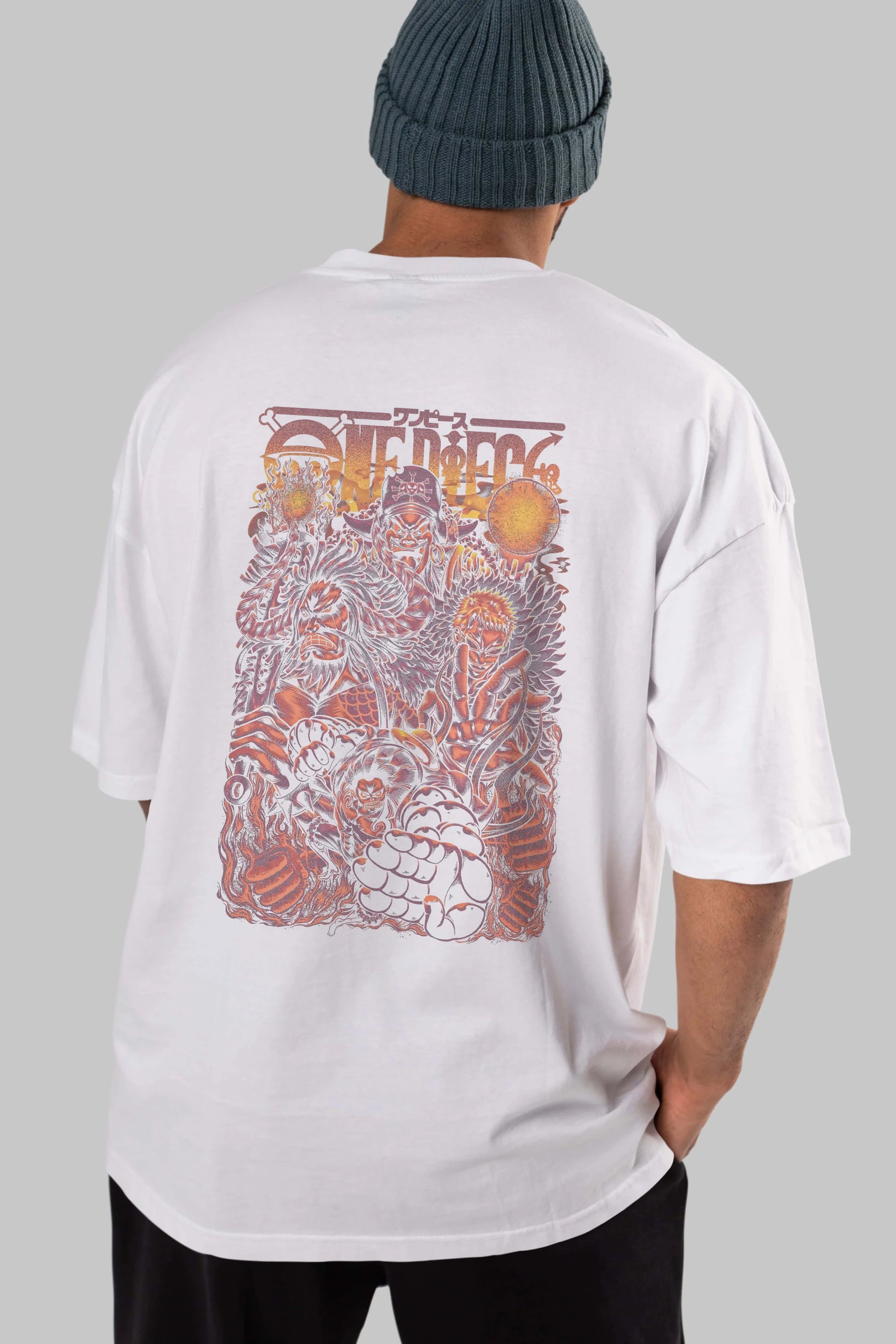 ONE PIECE Anime Arka Baskılı Oversize t-shirt Erkek Kadın Unisex