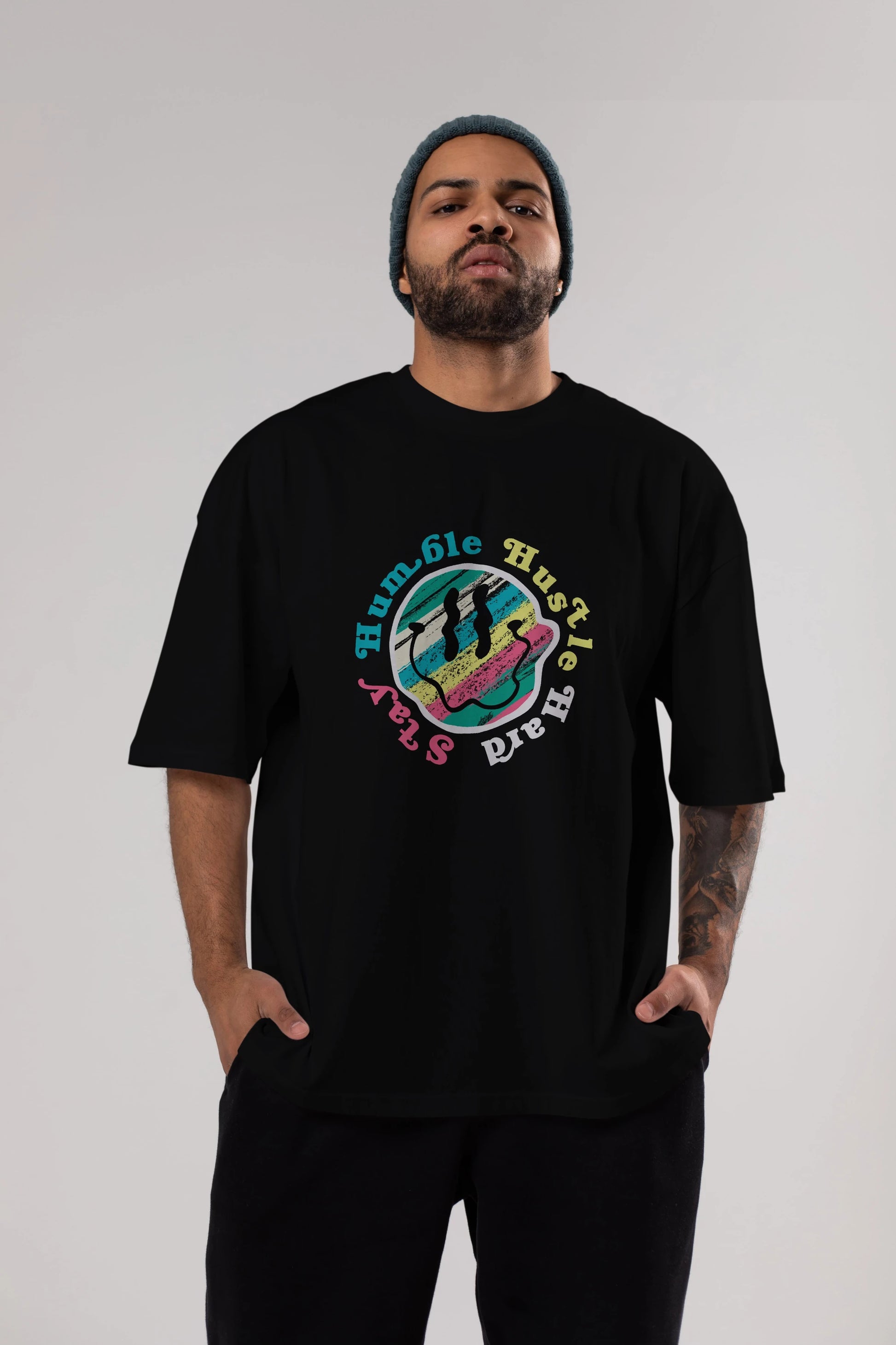 Stay Humble 2 Ön Baskılı Oversize t-shirt Erkek Kadın Unisex