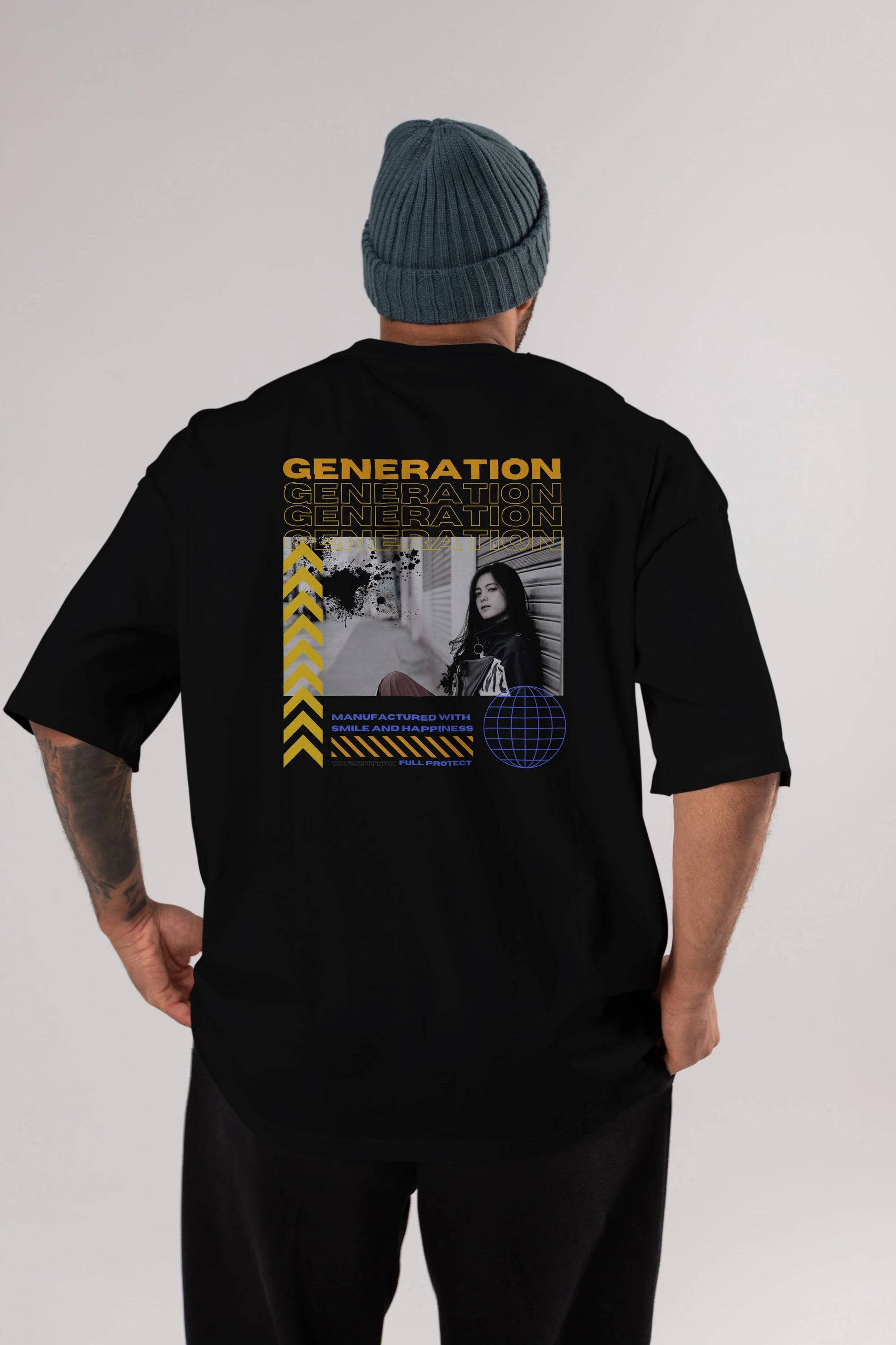 Generation Yazılı Arka Baskılı Oversize t-shirt Erkek Kadın Unisex