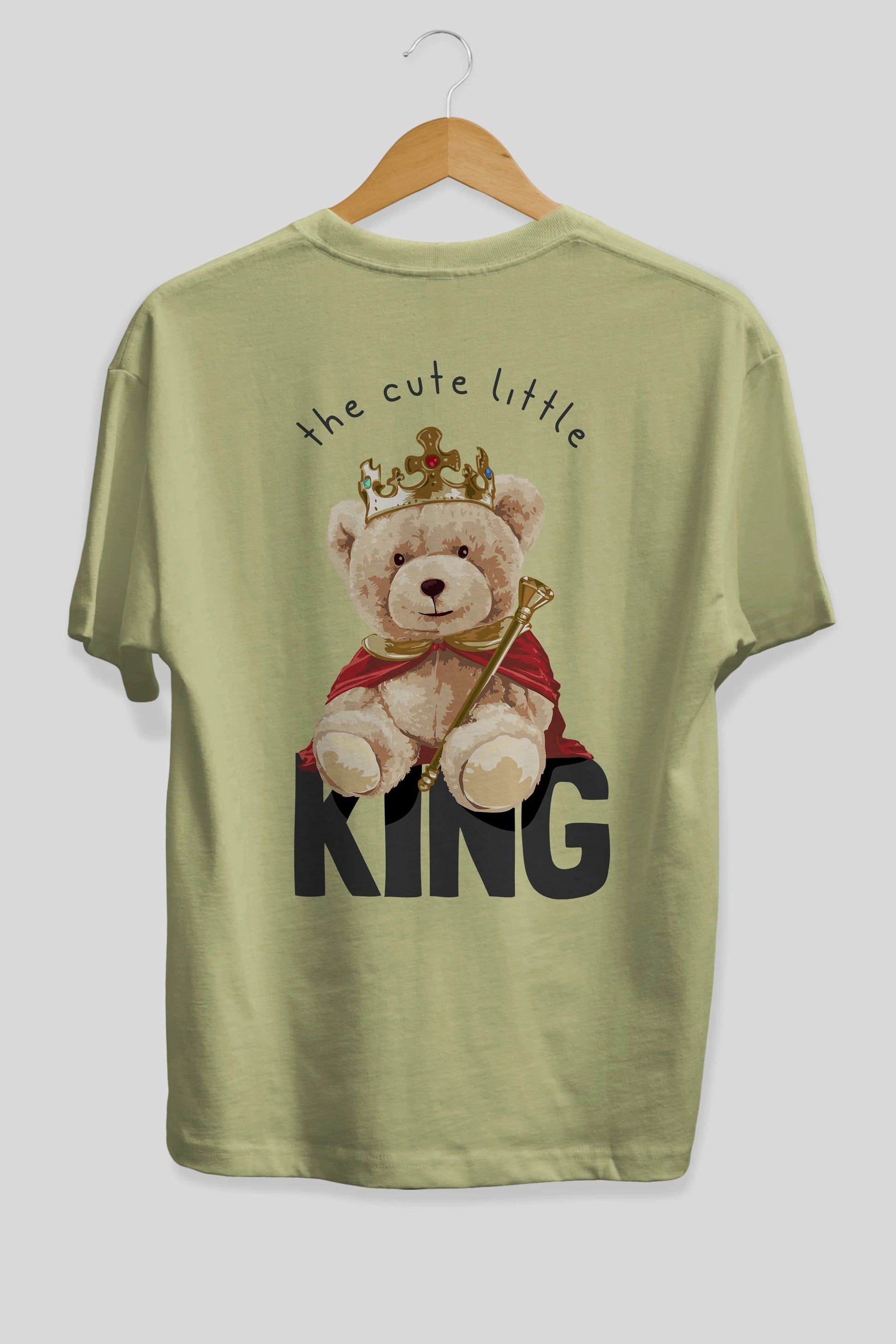 Teddy Bear King Arka Baskılı Oversize t-shirt Erkek Kadın Unisex %100 Pamuk
