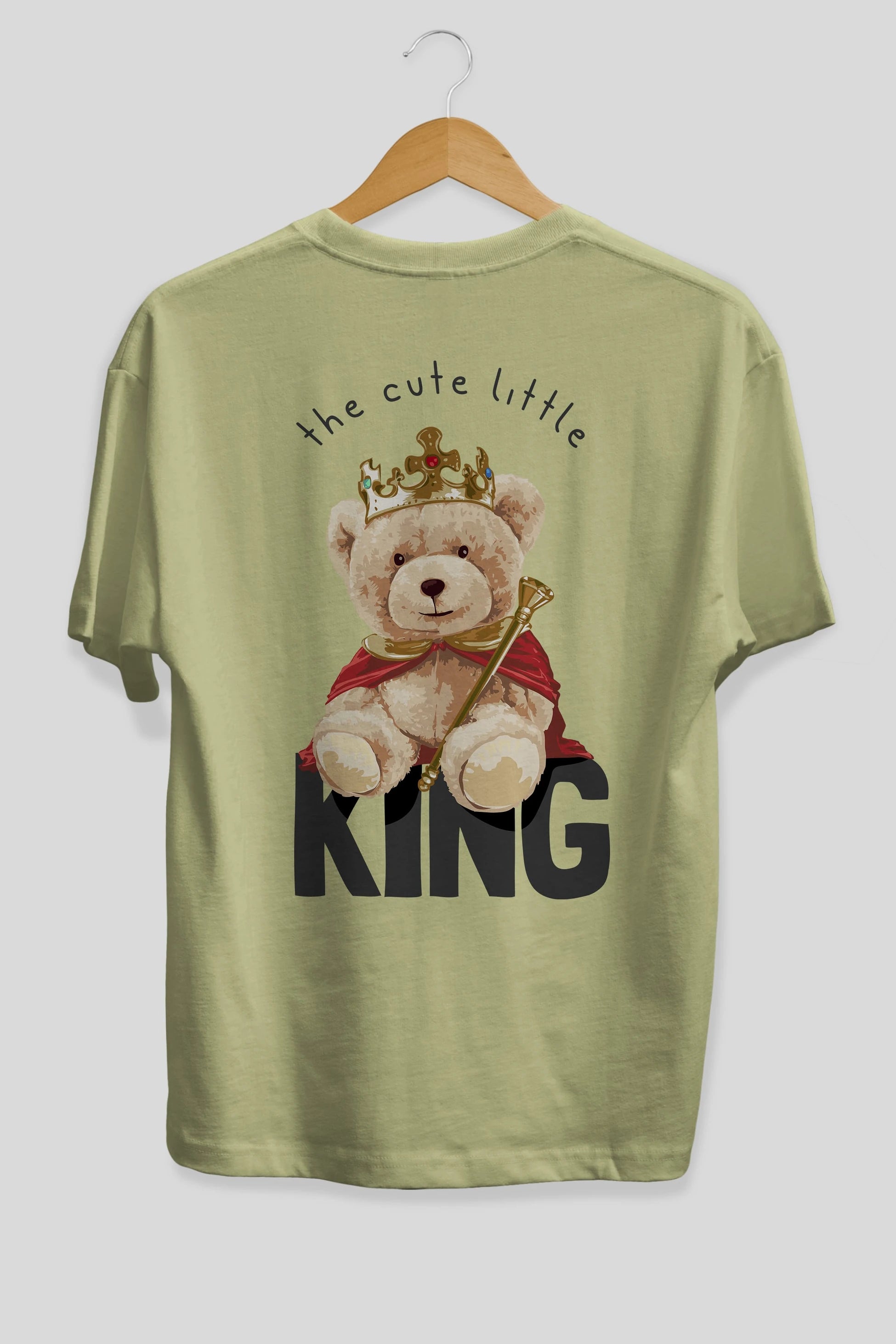 Teddy Bear King Arka Baskılı Oversize t-shirt Erkek Kadın Unisex %100 Pamuk