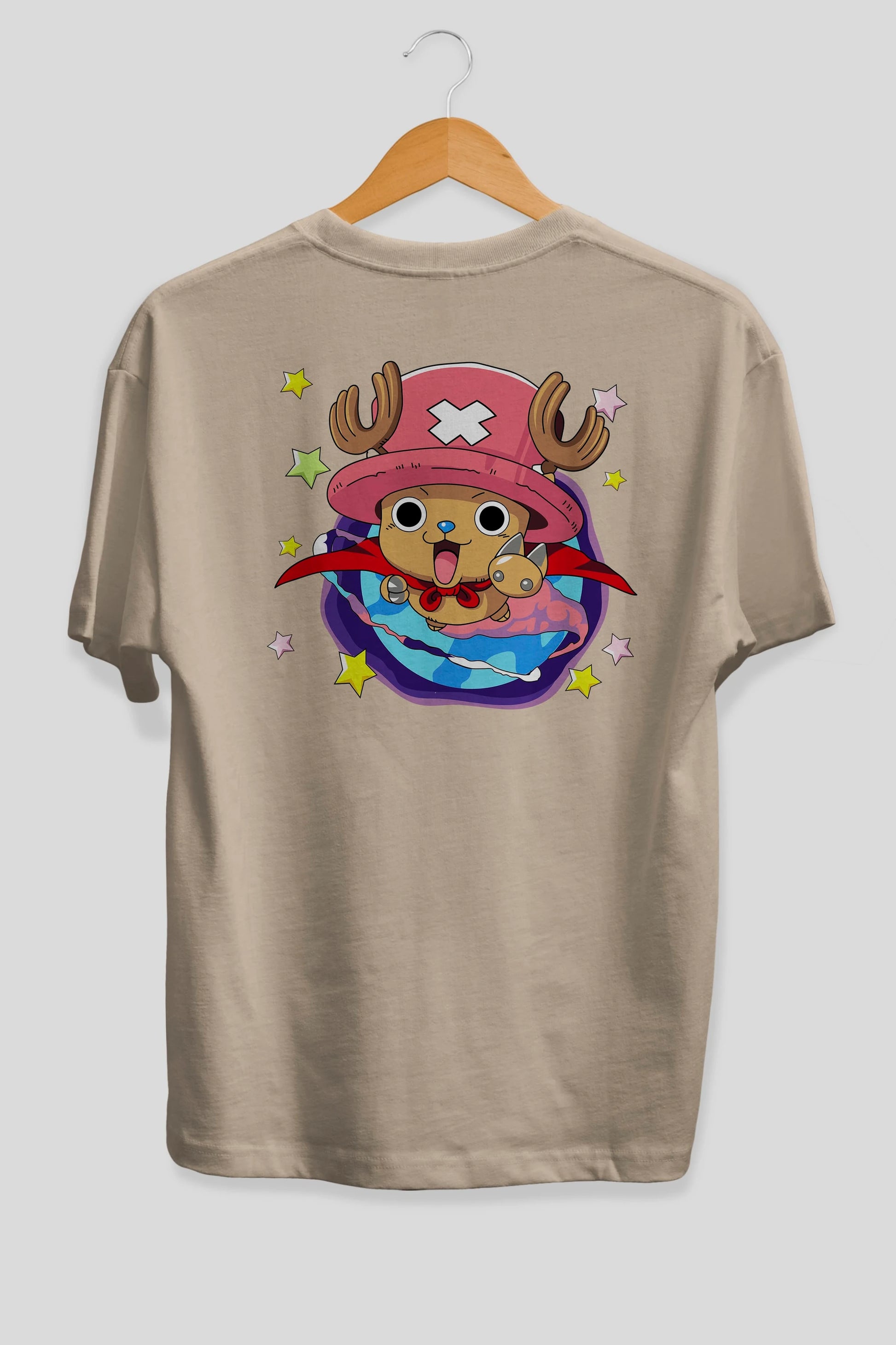 Tony Tony Chopper Anime Arka Baskılı Oversize t-shirt Erkek Kadın Unisex %100 pamuk tişort