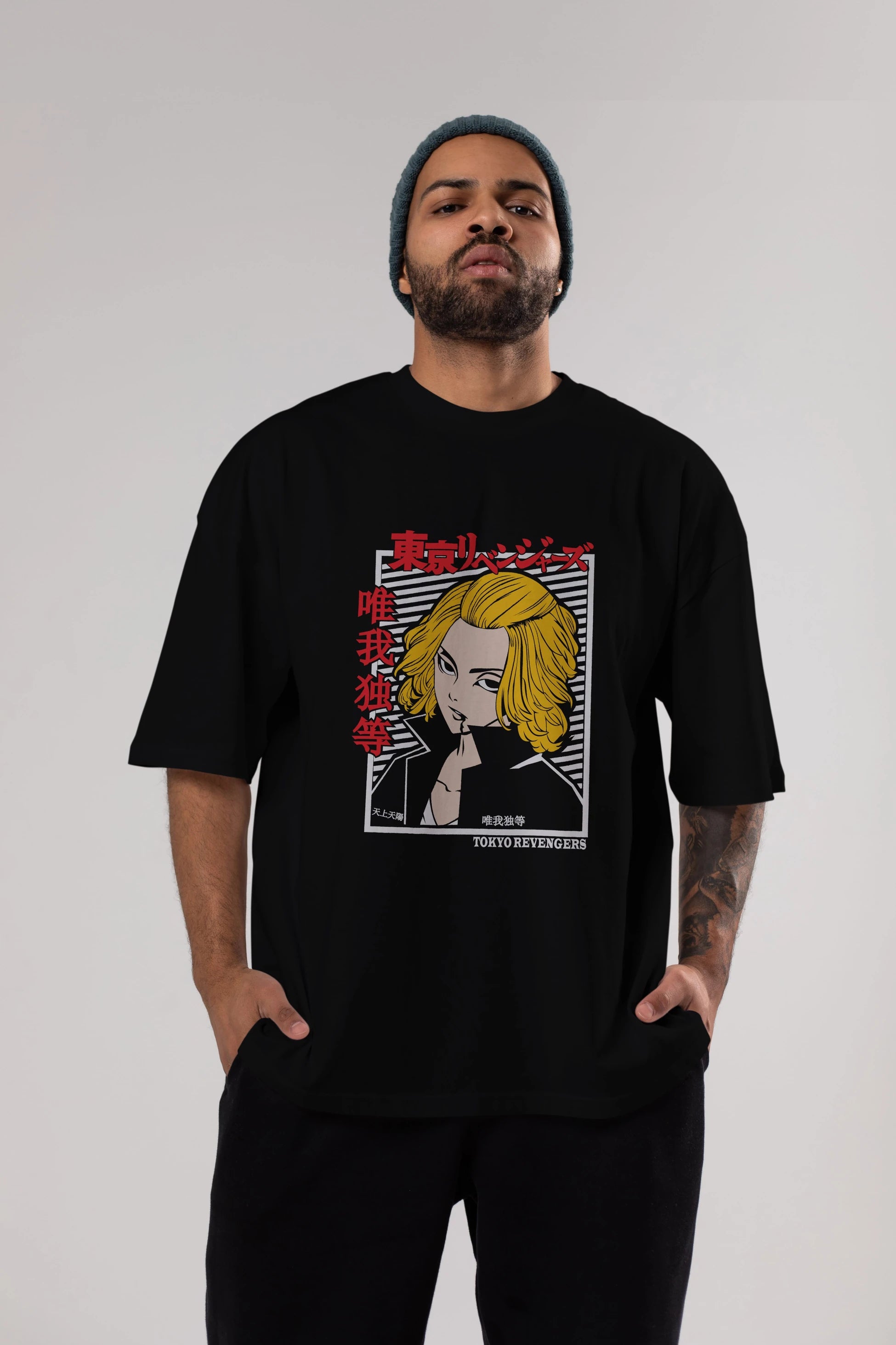 TokyoRev. M Anime Ön Baskılı Oversize t-shirt %100 pamuk Erkek Kadın Unisex
