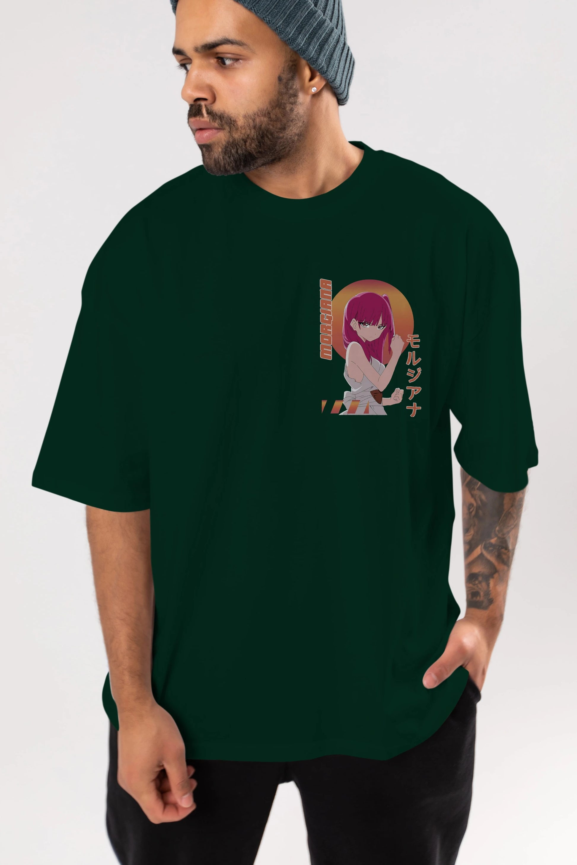 Morgiana 5 Ön Sol Baskılı Oversize t-shirt Erkek Kadın Unisex %100 Pamuk Bisiklet Yaka tişort