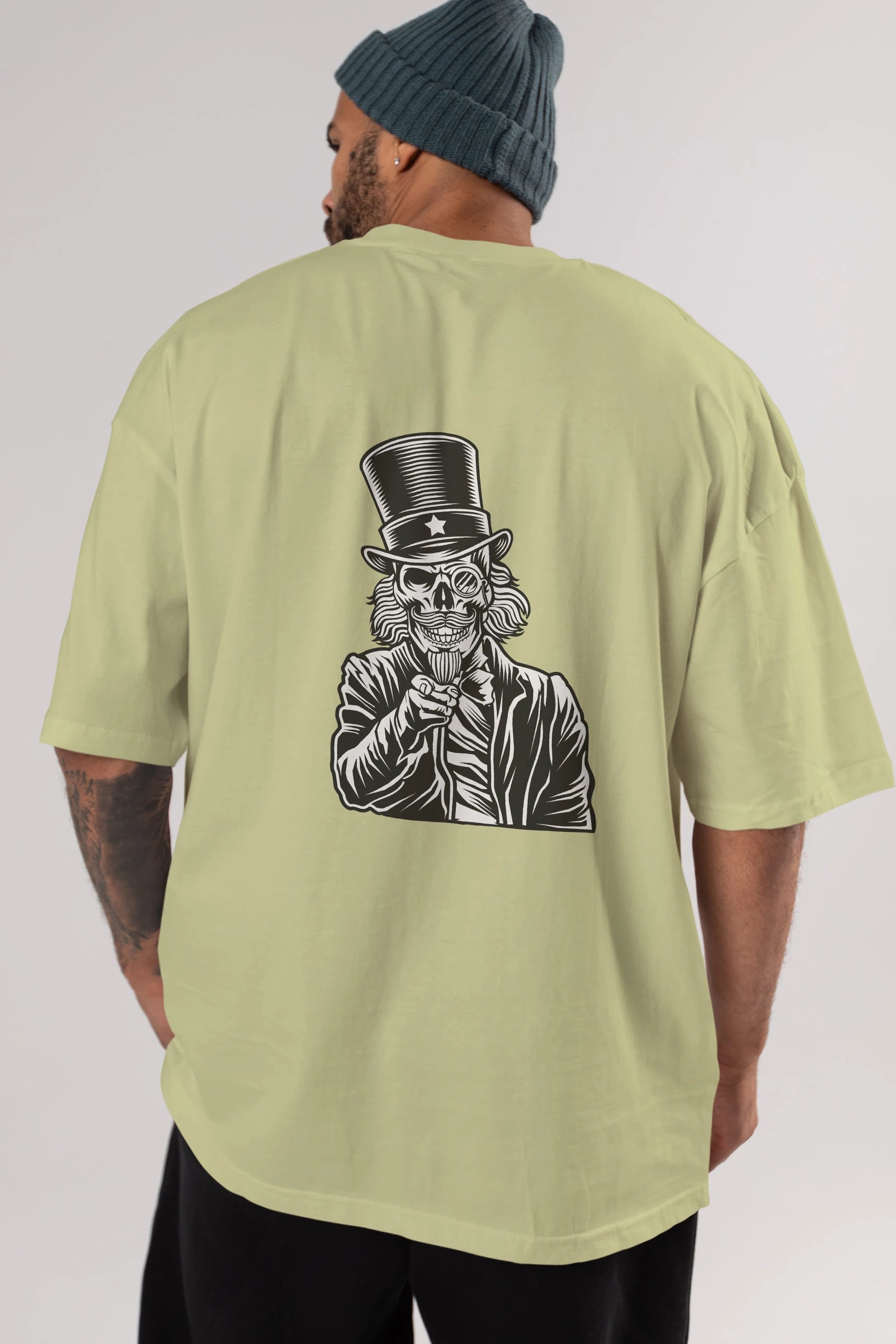 I Want You Skull Arka Baskılı Oversize t-shirt Erkek Kadın Unisex %100 Pamuk tişort
