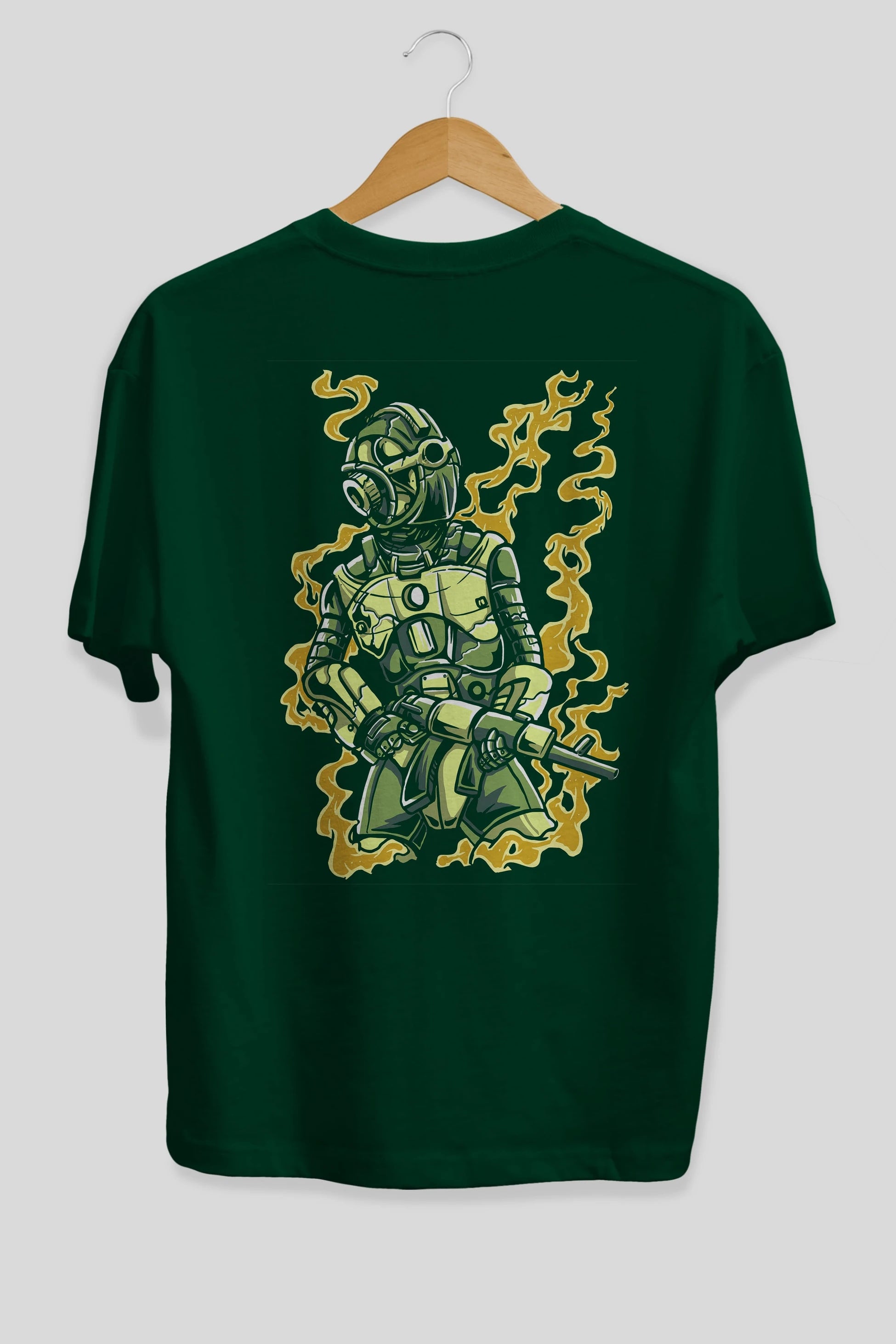 Robot Soldier Arka Baskılı Oversize t-shirt Erkek Kadın Unisex %100 Pamuk