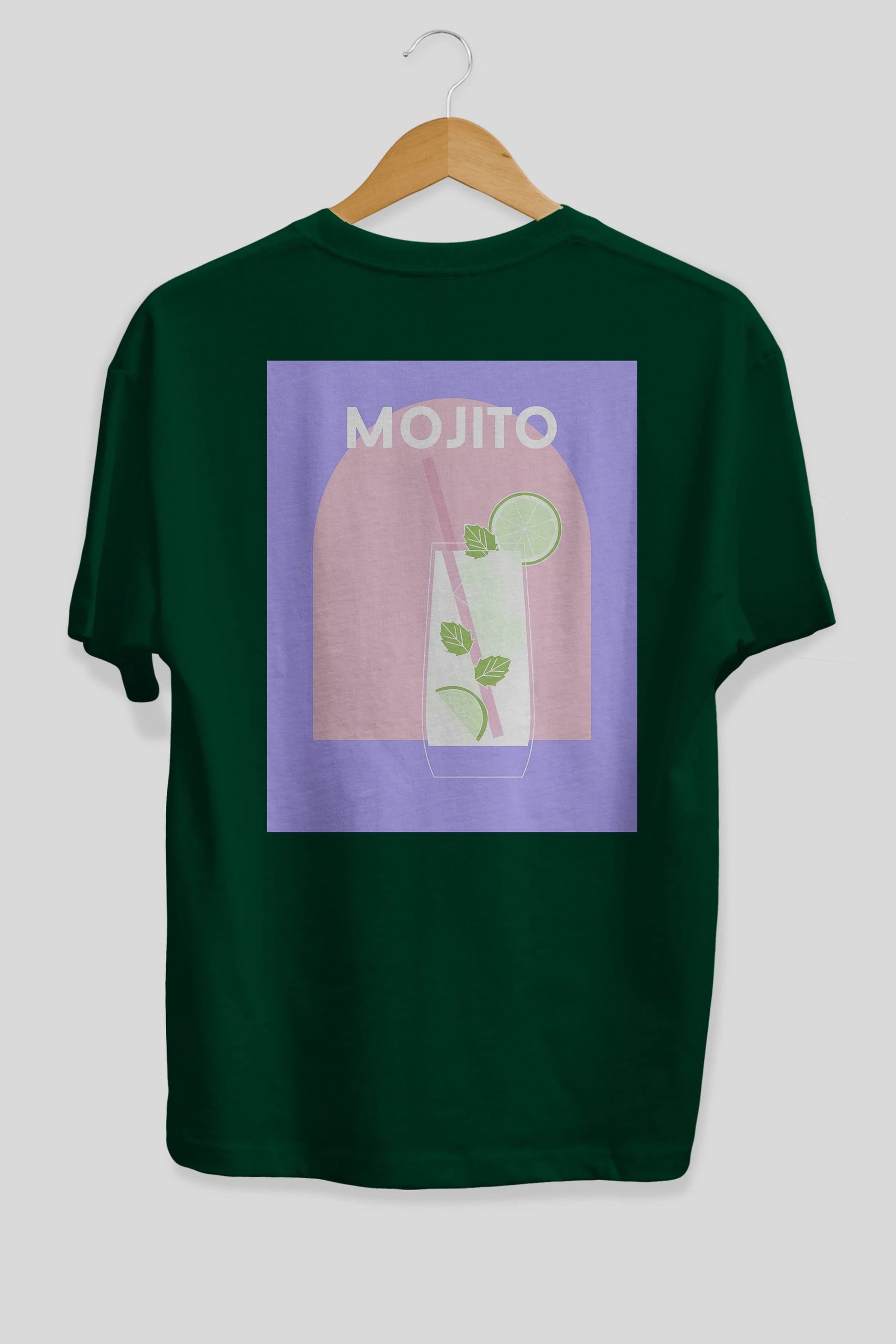 Mojito 2 Arka Baskılı Oversize t-shirt Erkek Kadın Unisex %100 Pamuk Bisiklet Yaka tişort