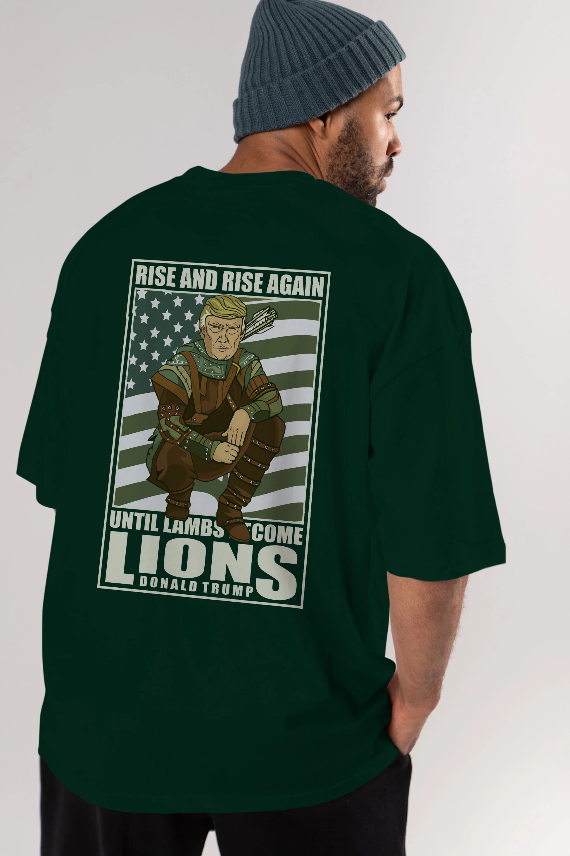 Robin Hood Trump Arka Baskılı Oversize t-shirt Erkek Kadın Unisex %100 Pamuk tişort