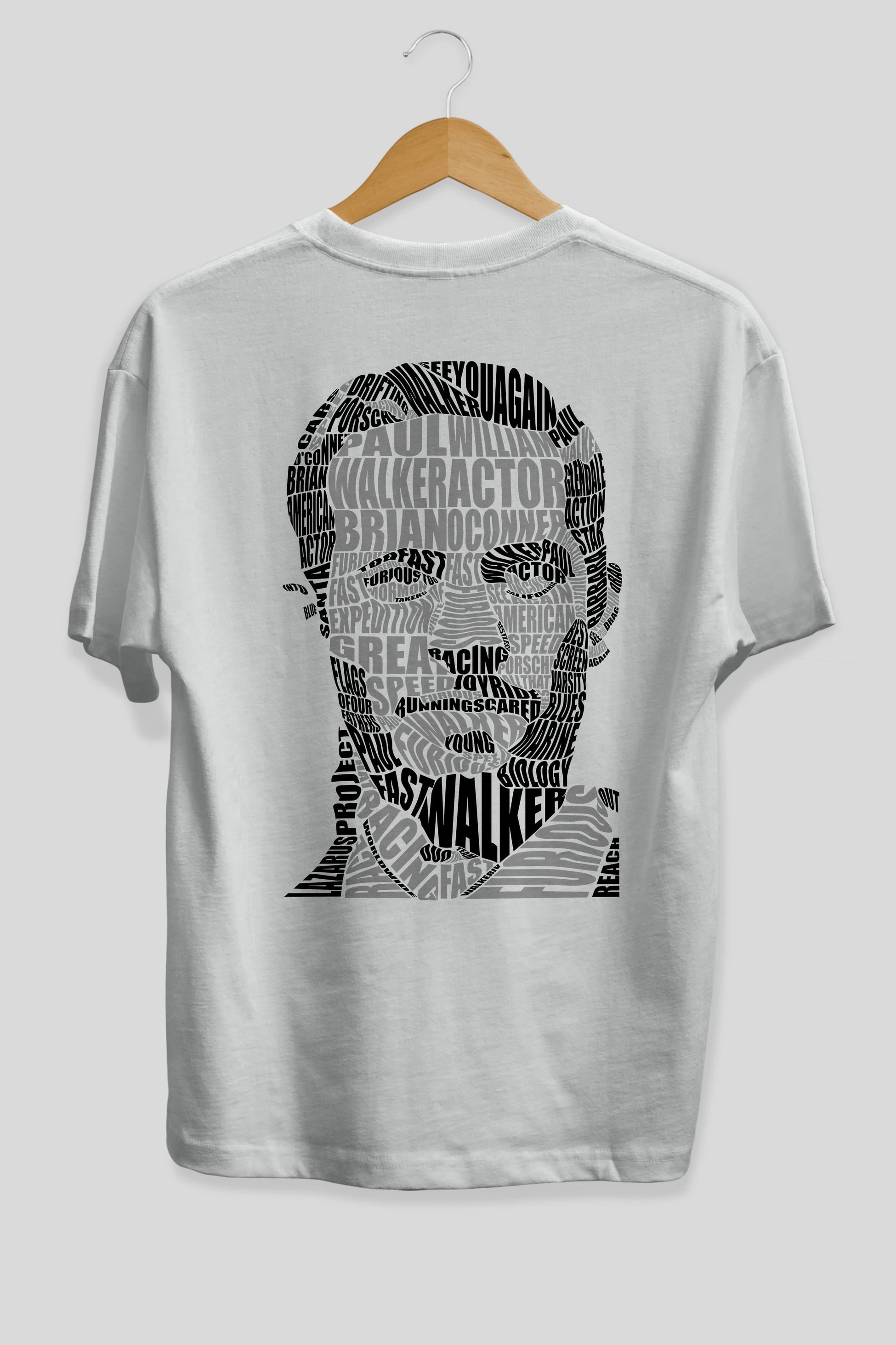Paul Walker Calligram Arka Baskılı Oversize t-shirt %100 pamuk Erkek Kadın Unisex