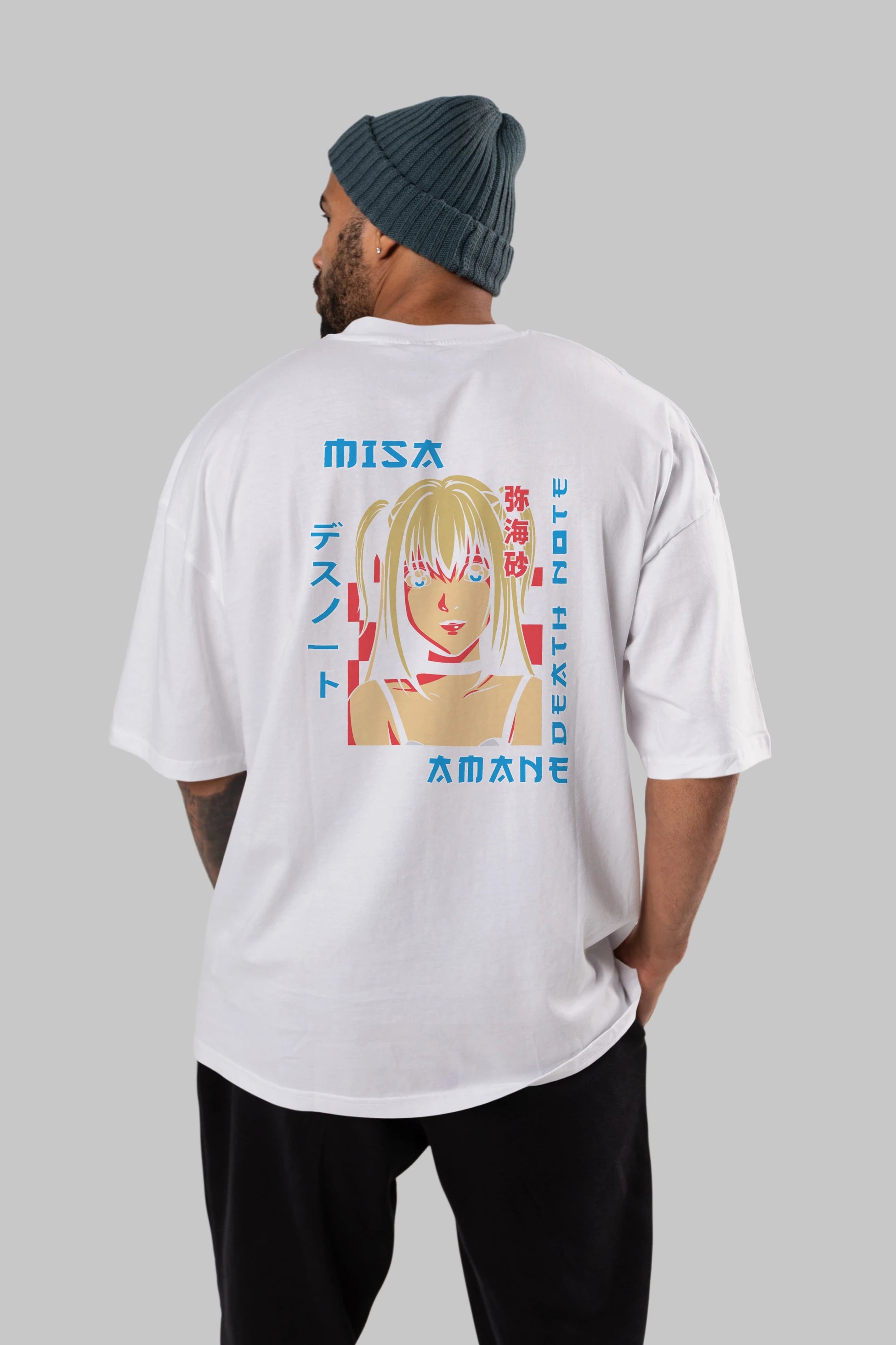 MISA-DEATH NOTE Anime Arka Baskılı Oversize t-shirt Erkek Kadın Unisex