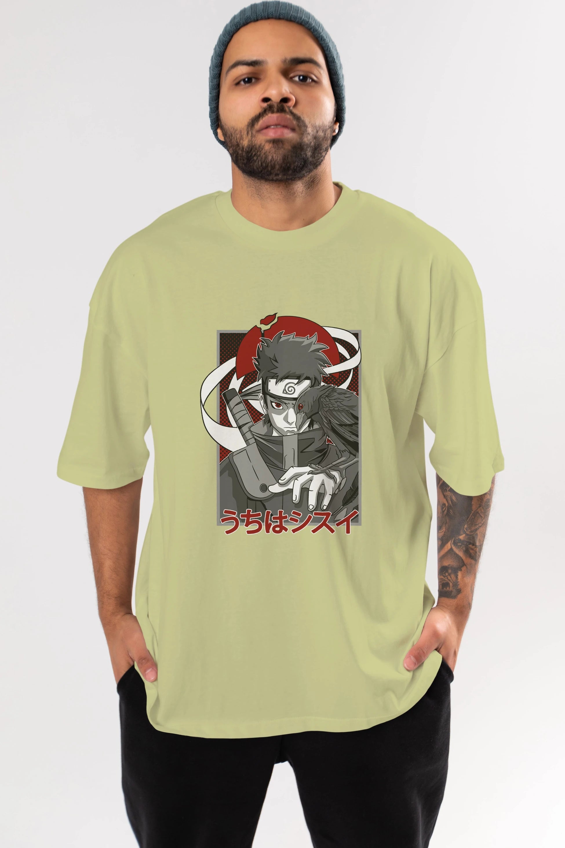 SHISUI UCHIHA NARUTO Anime Ön Baskılı Oversize t-shirt %100 pamuk Erkek Kadın Unisex