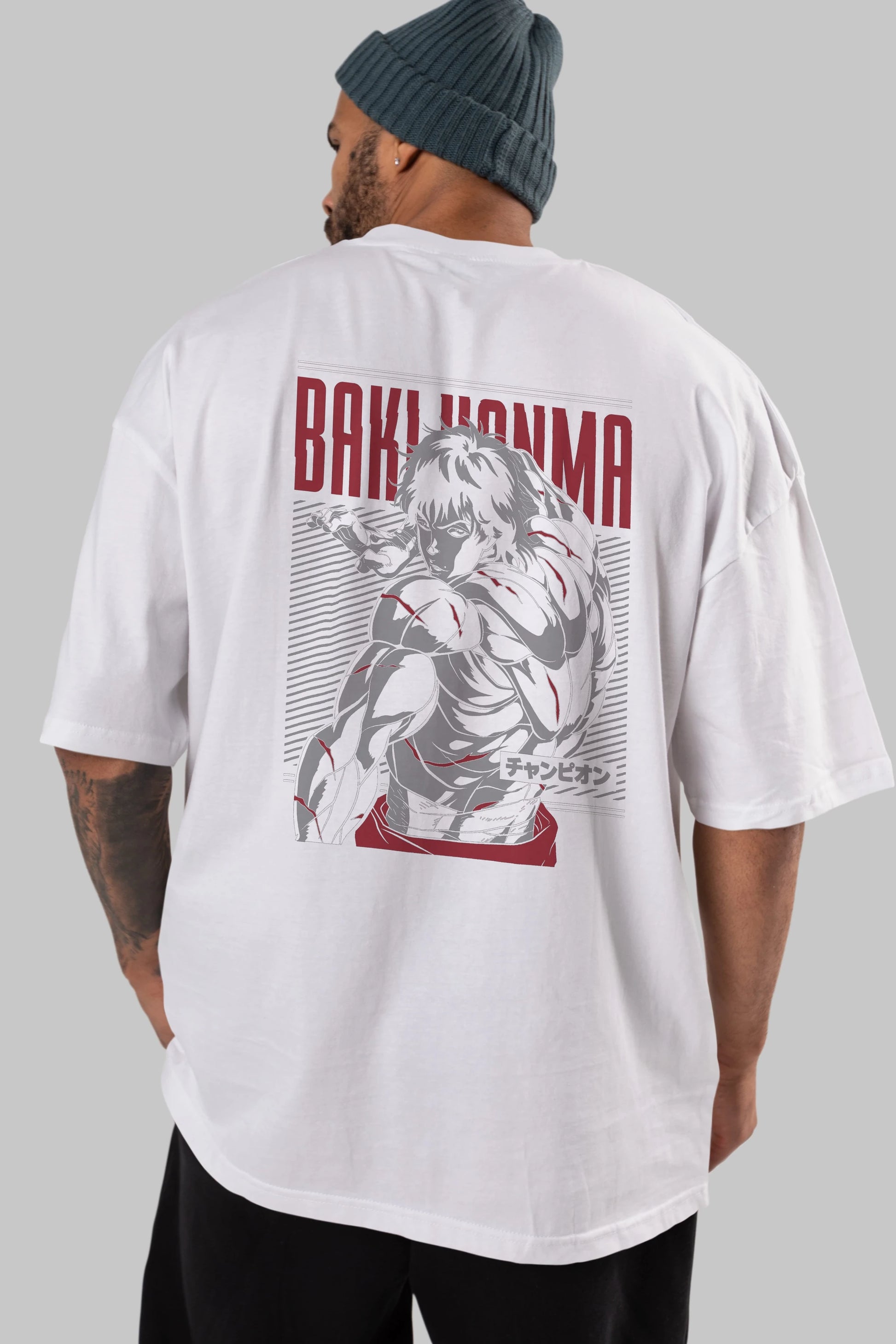 BAKI HANMA Anime Arka Baskılı Oversize t-shirt Erkek Kadın Unisex