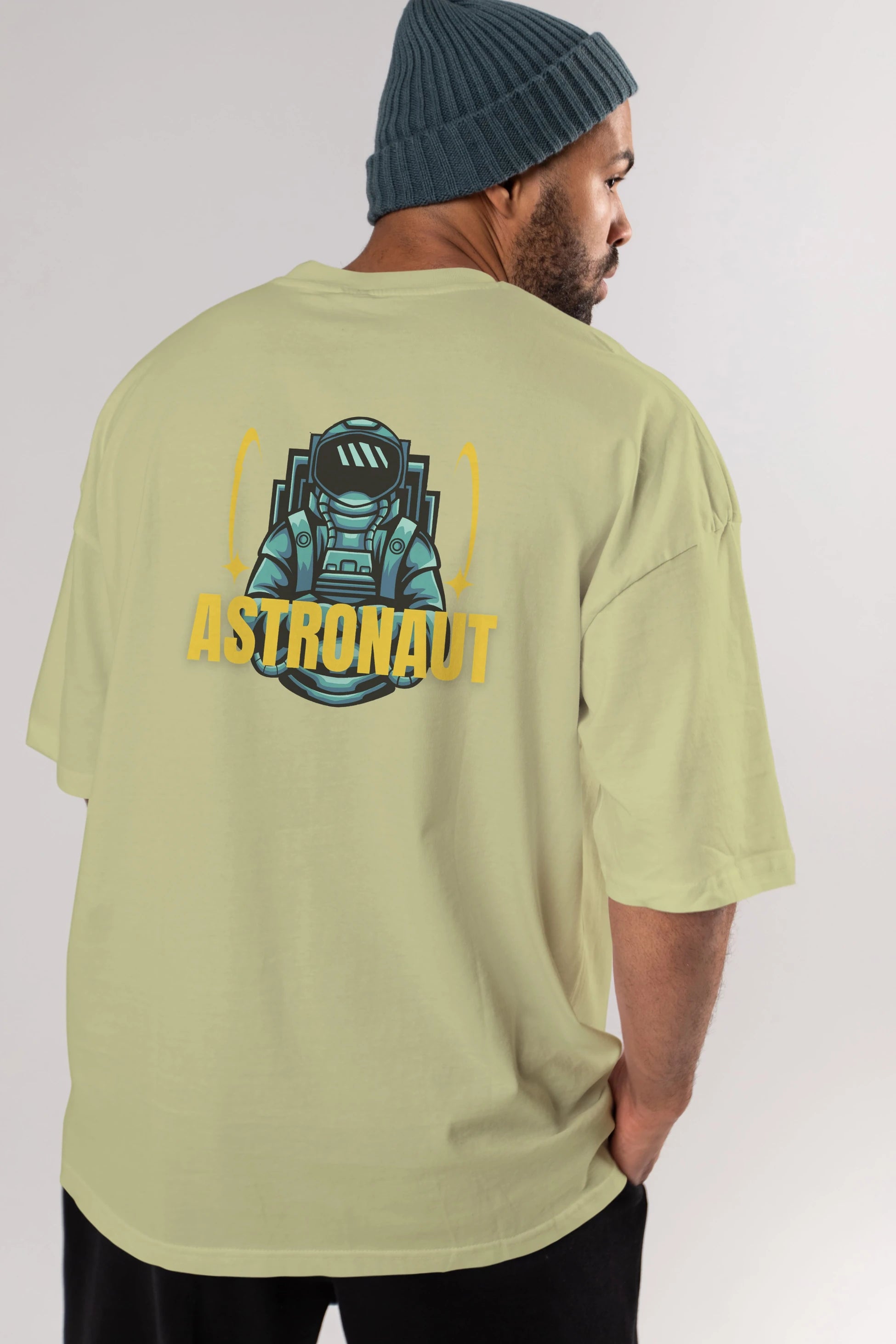 Astronaut Arka Baskılı Oversize t-shirt Erkek Kadın Unisex