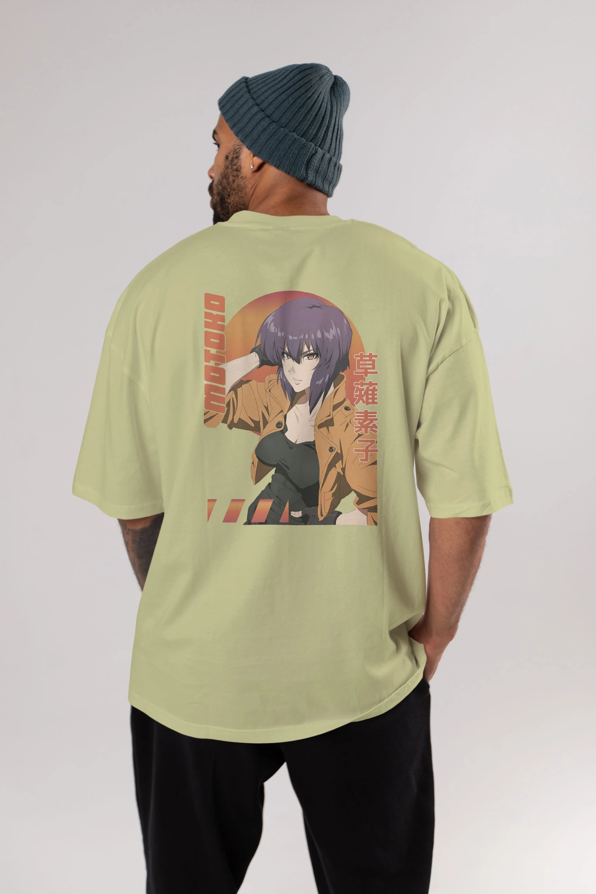 Motoko Kusanagi 9 Anime Arka Baskılı Oversize t-shirt Erkek Kadın Unisex