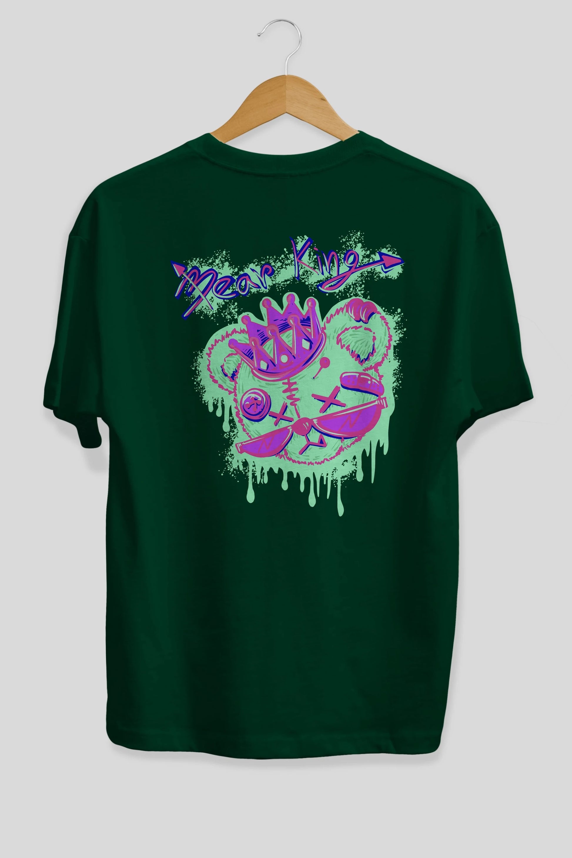 Bear King Arka Baskılı Oversize t-shirt Erkek Kadın Unisex