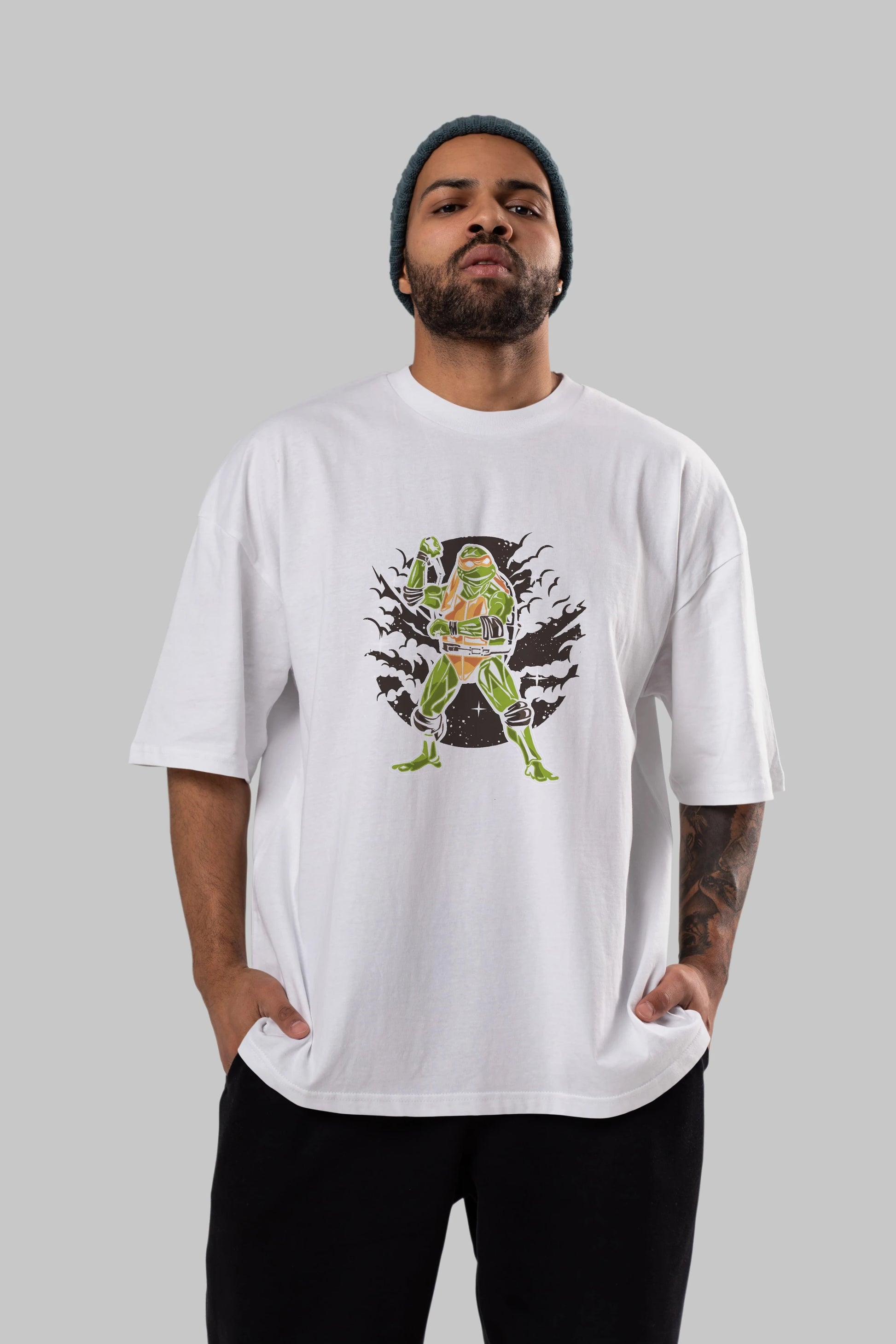 TURTLES Ön Baskılı Oversize t-shirt Erkek Kadın Unisex %100 Pamuk tişort