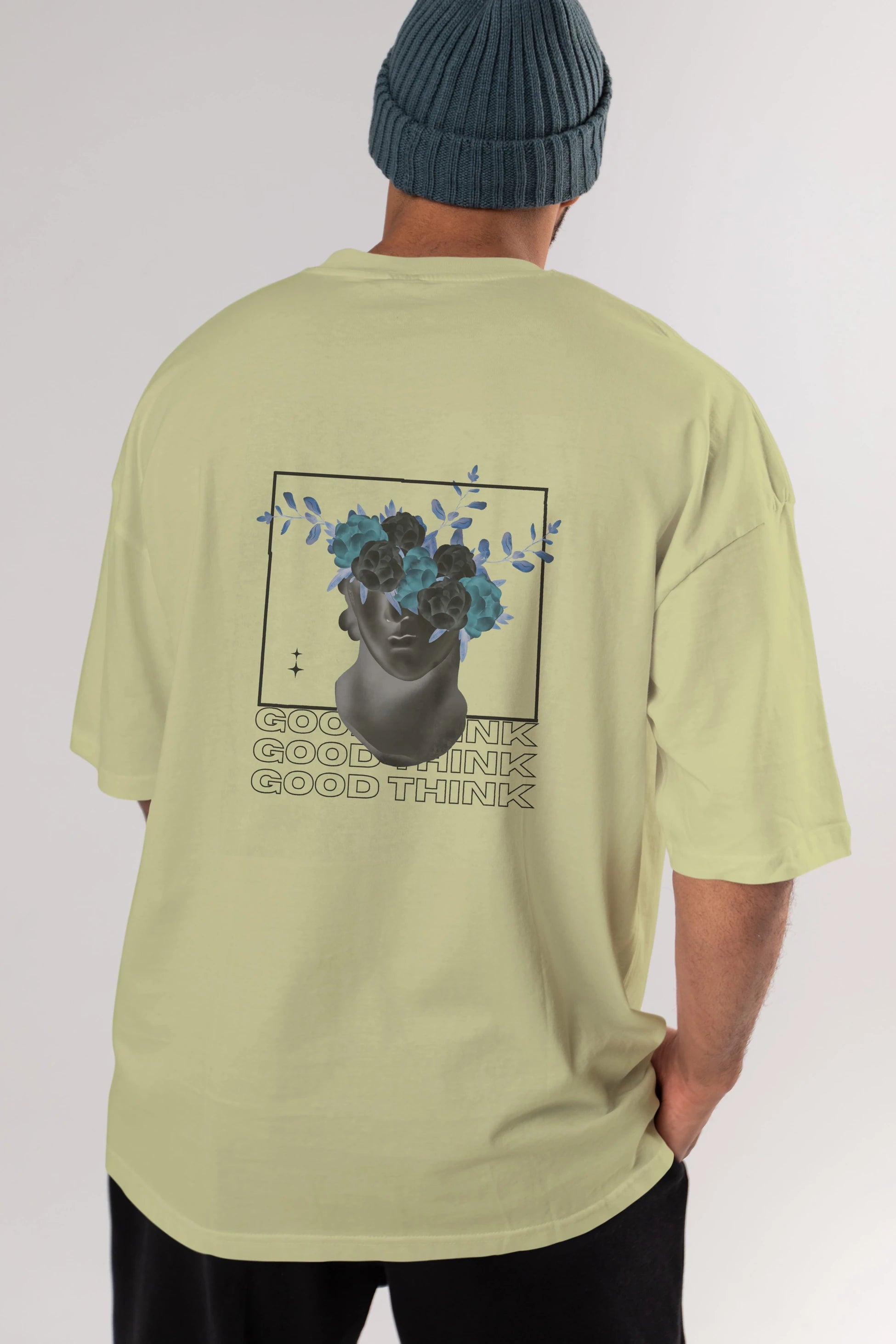 Good Think Yazılı Arka Baskılı Oversize t-shirt Erkek Kadın Unisex