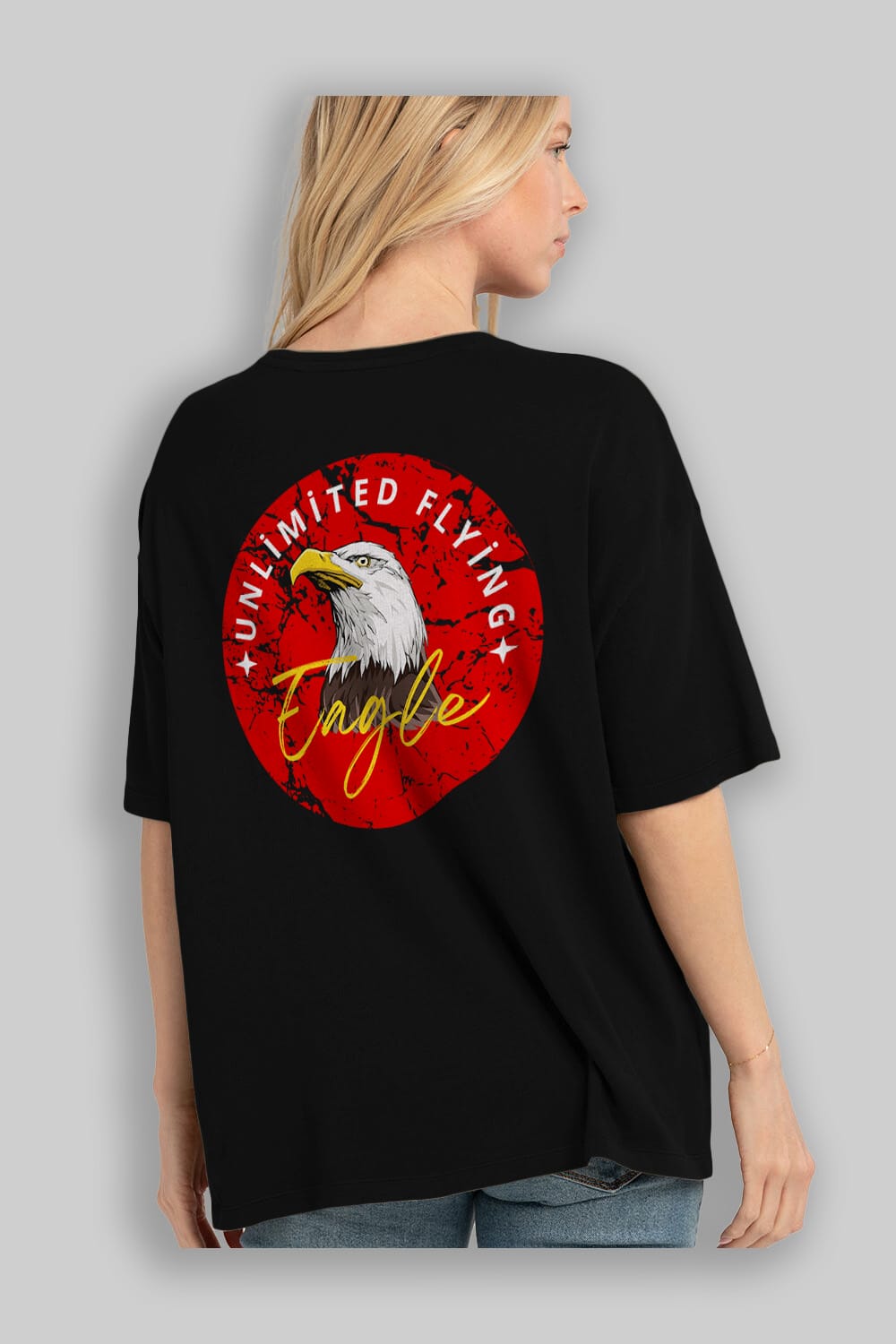 Unlimited Flying Yazılı Arka Baskılı Oversize t-shirt Erkek Kadın Unisex