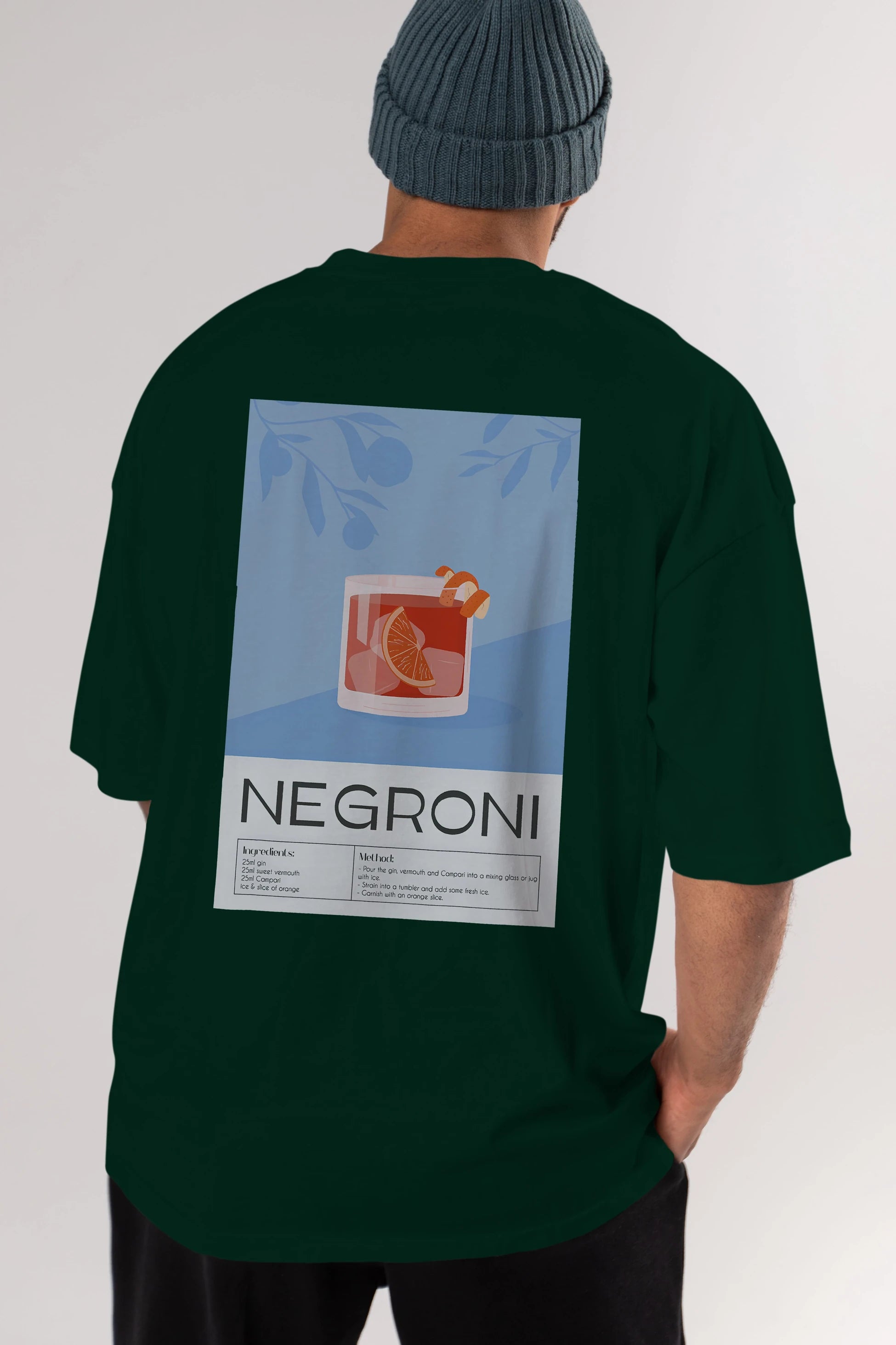 Negroni Arka Baskılı Oversize t-shirt Erkek Kadın Unisex %100 Pamuk Bisiklet Yaka tişort