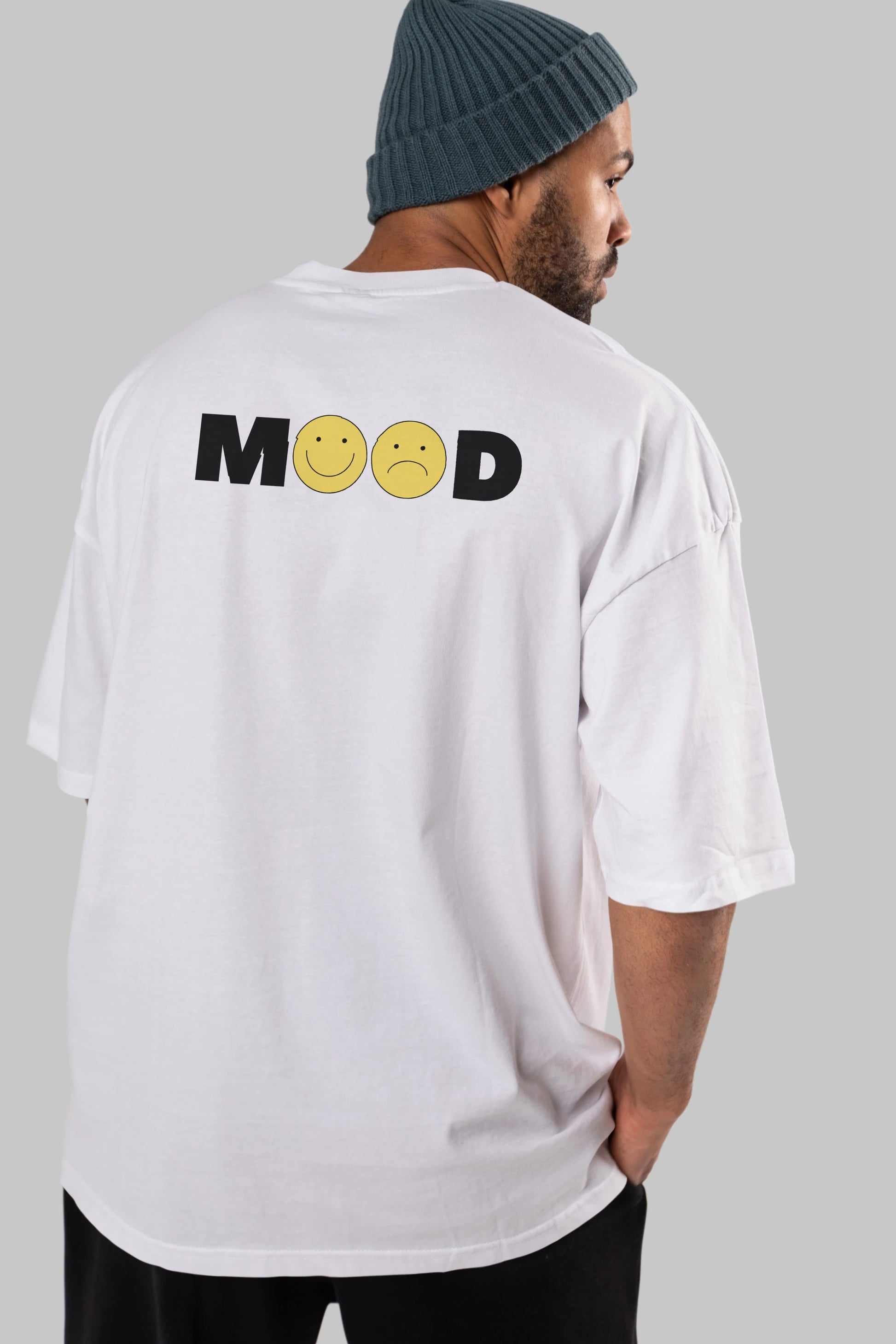 Mood Arka Baskılı Oversize t-shirt Erkek Kadın Unisex