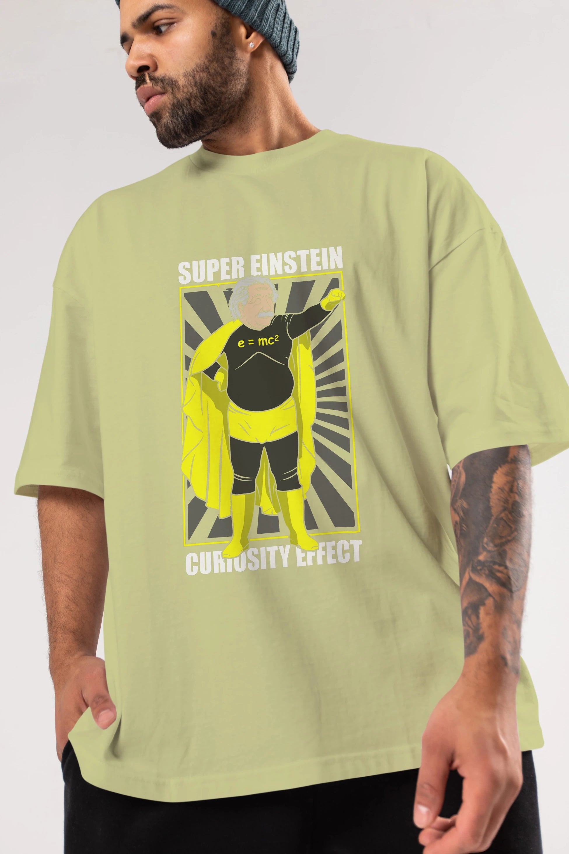 Super Einsten Ön Baskılı Oversize t-shirt Erkek Kadın Unisex %100 Pamuk tişort