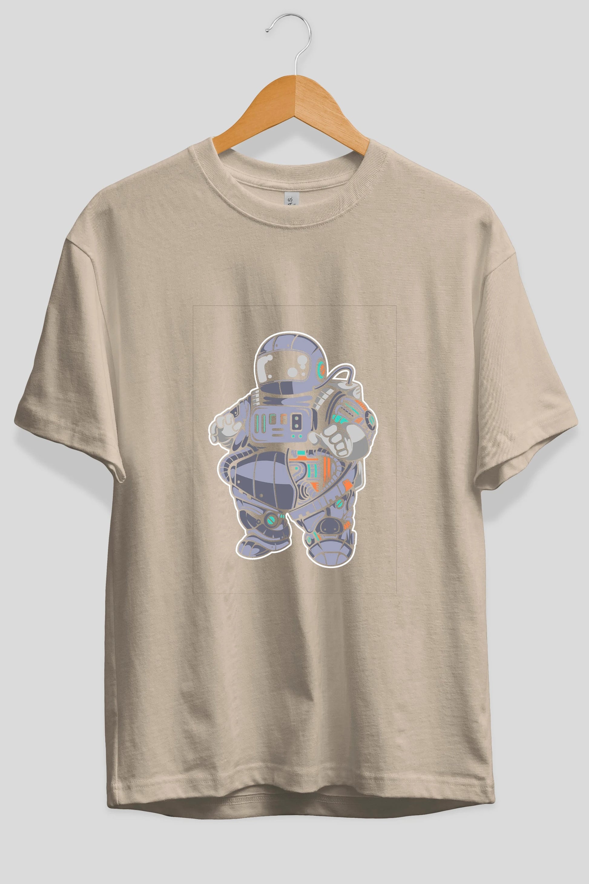 Fat Astronaut Robot Ön Baskılı Oversize t-shirt Erkek Kadın Unisex