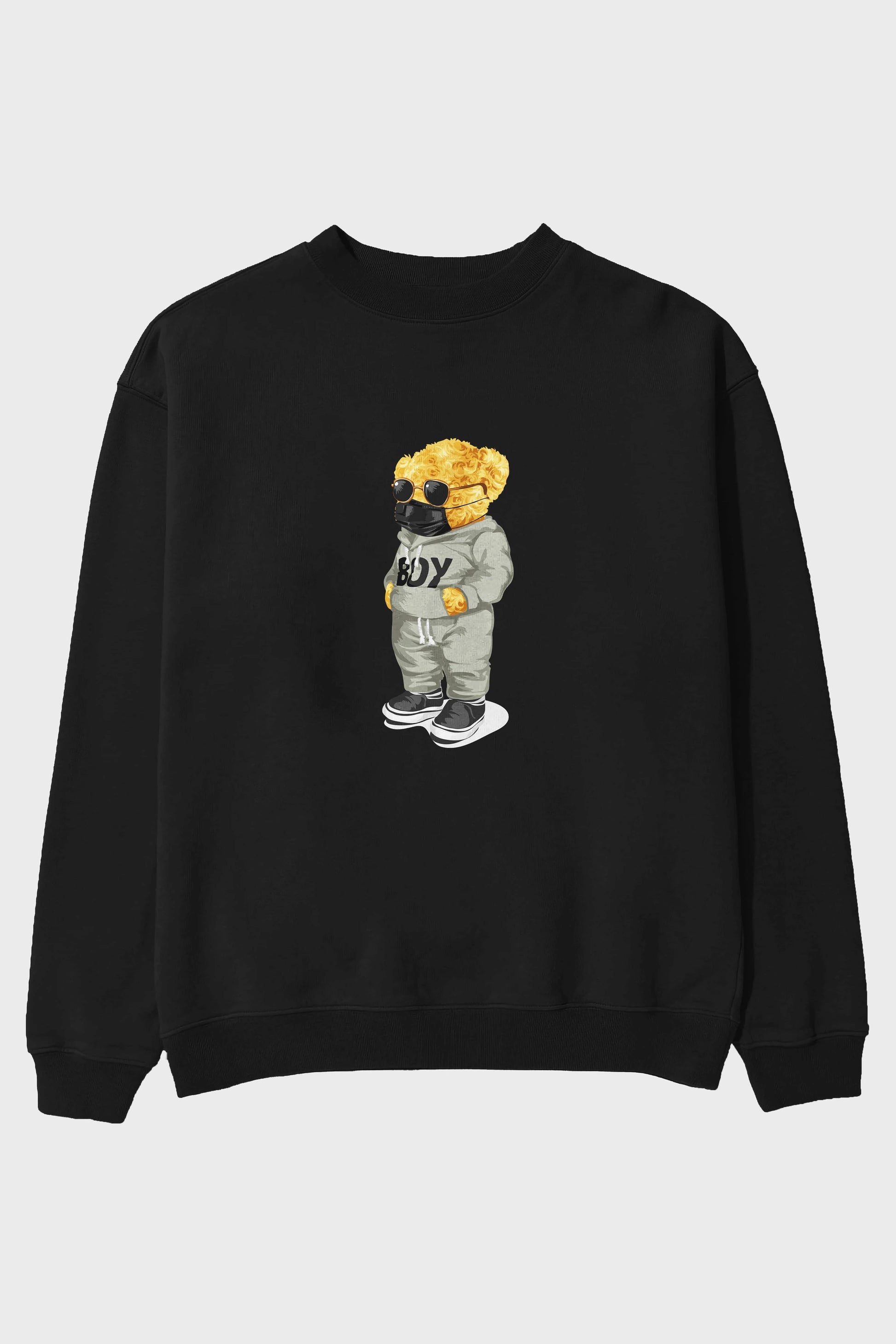 Teddy Bear Boy Ön Baskılı Oversize Sweatshirt Erkek Kadın Unisex