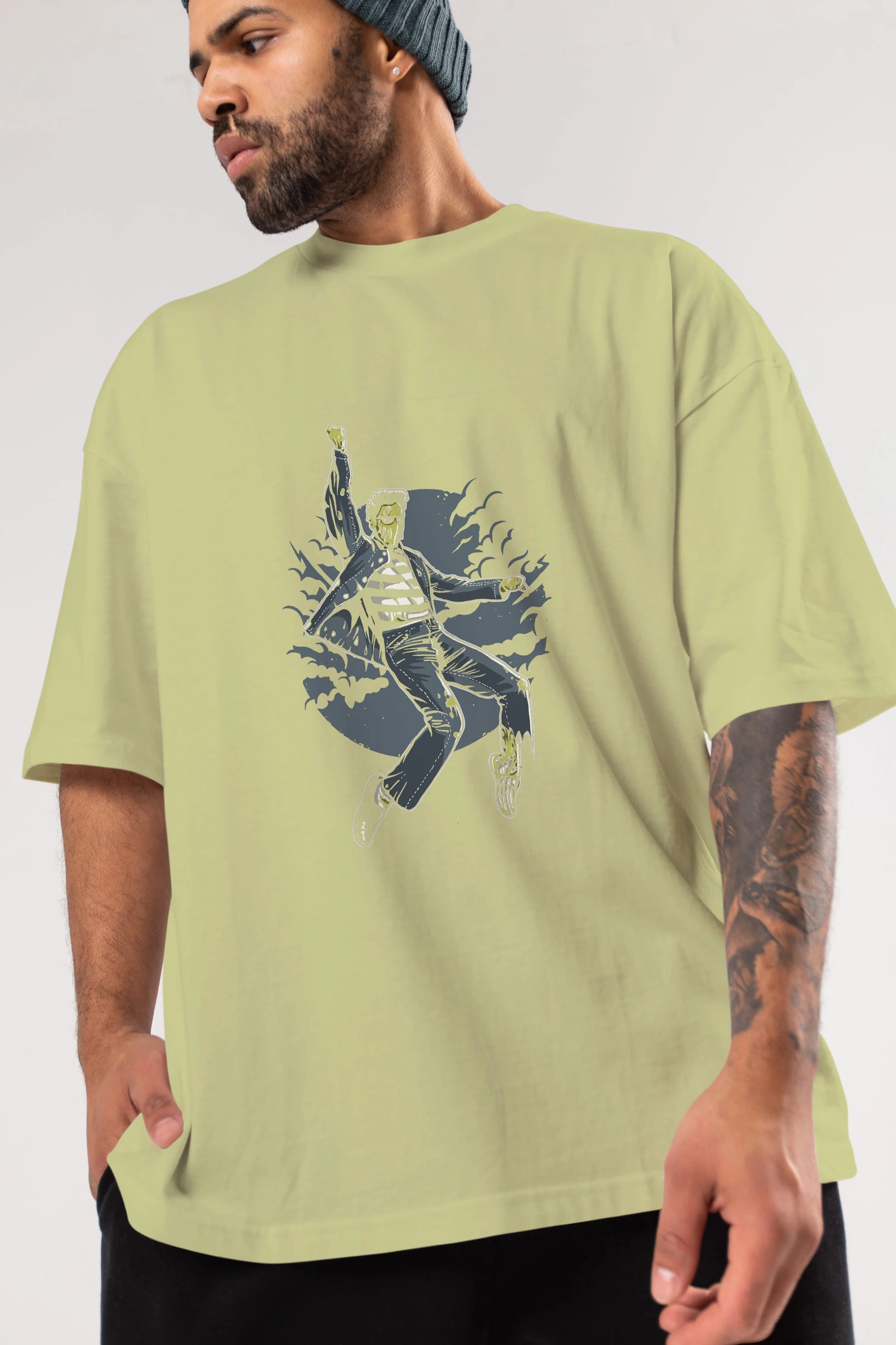 Zombie King Ön Baskılı Oversize t-shirt Erkek Kadın Unisex %100 Pamuk tişort